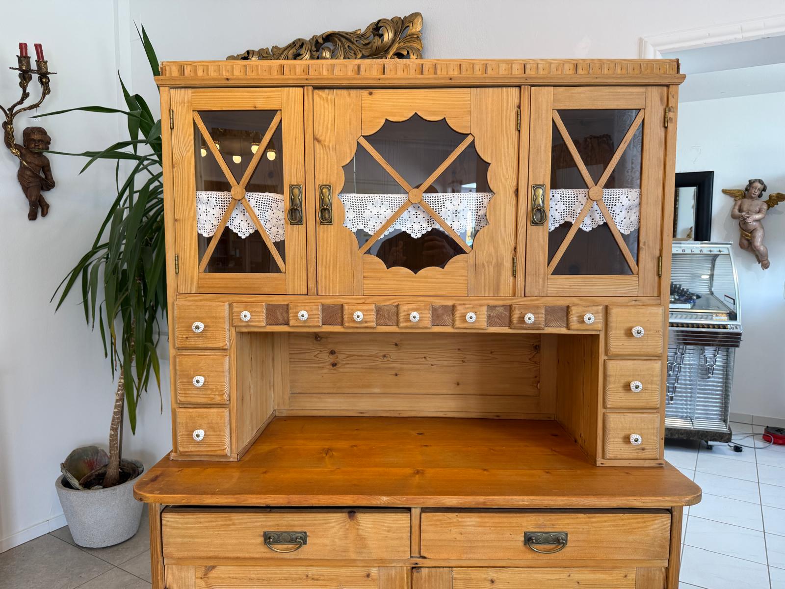 Jugendstil  Naturholschrank Küchenbuffet Küchenschrank Küchenkredenz D2513