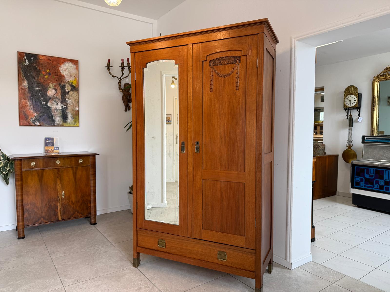 Jugendstil Schrank Kleiderschrank Spiegelschrank D2357