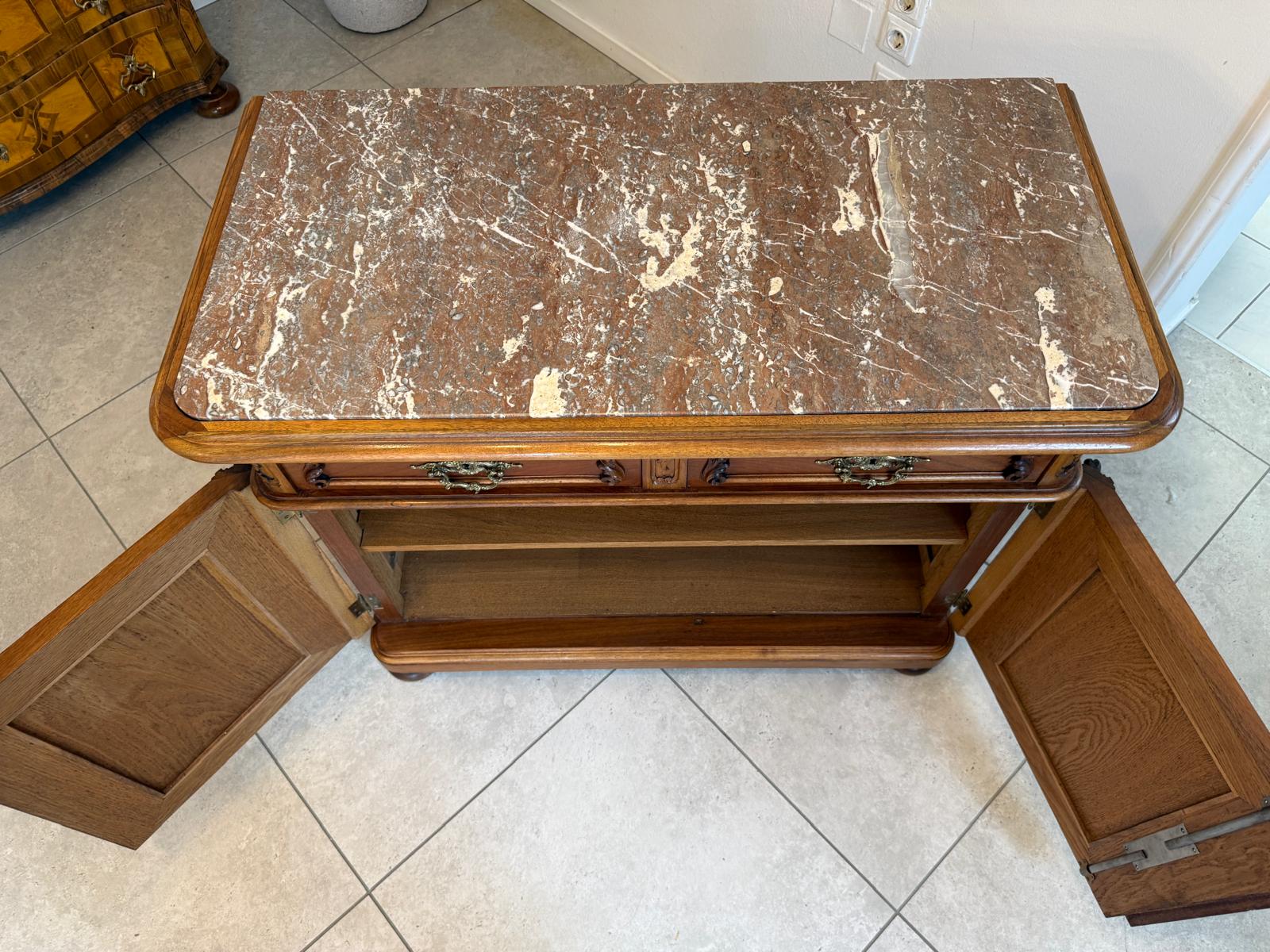 Pfeiferlbarock Anrichte Sideboard Eichenholz Granitplatte Antiquität D2746