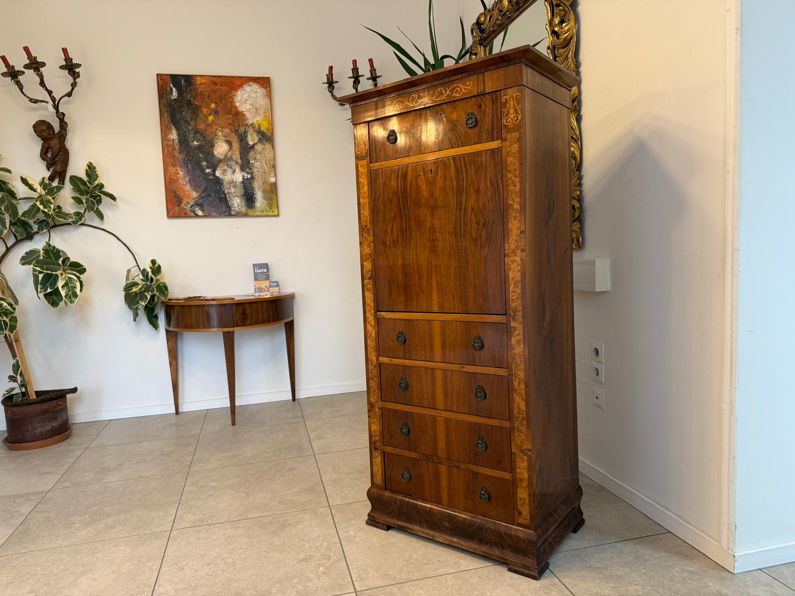 Zierlicher Barocker Sekretär Schreibtisch Wurzelholz G2302