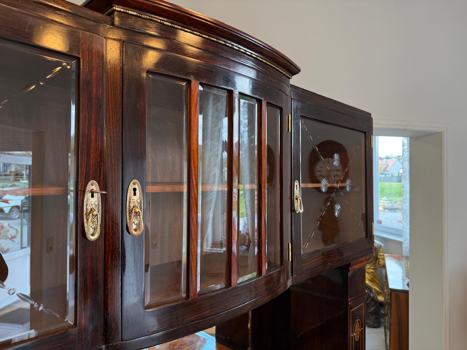 Jugendstil Aufsatzbuffet Antiquität Rarität Floral Restauriert D2376