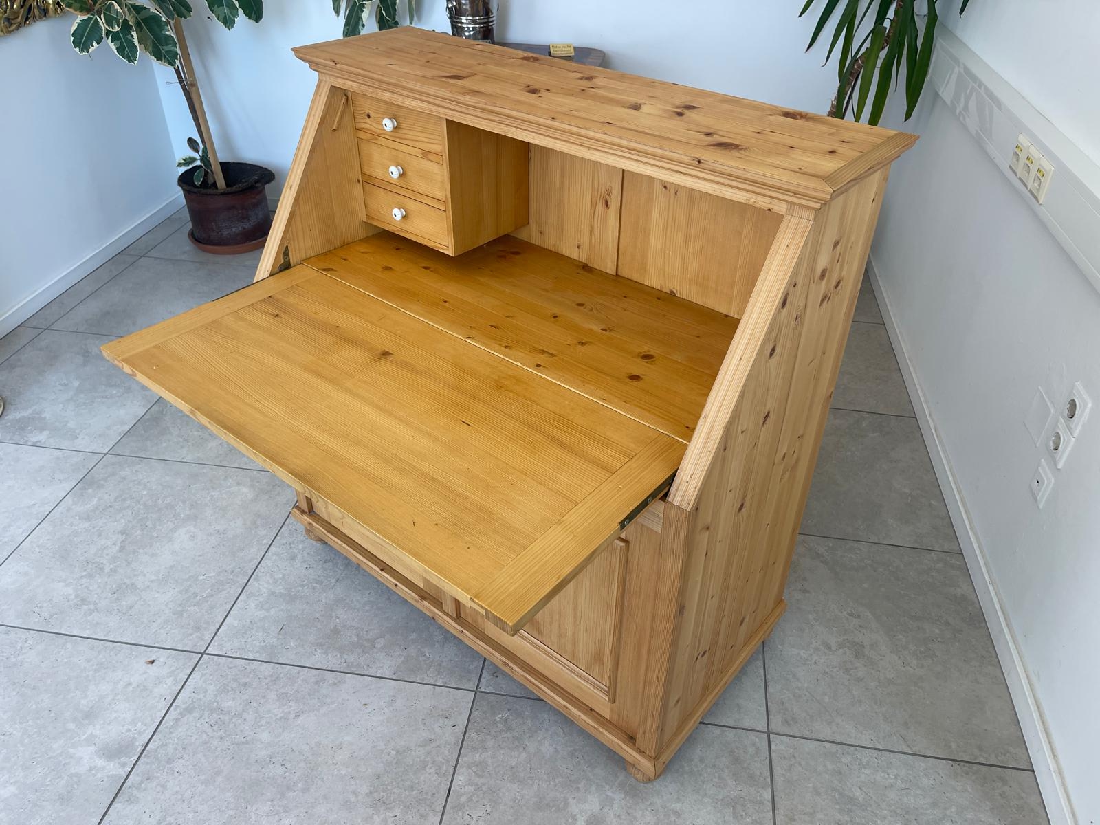 Bäuerlicher Gründerzeit Schreibtisch Sekretär Naturholz G1702