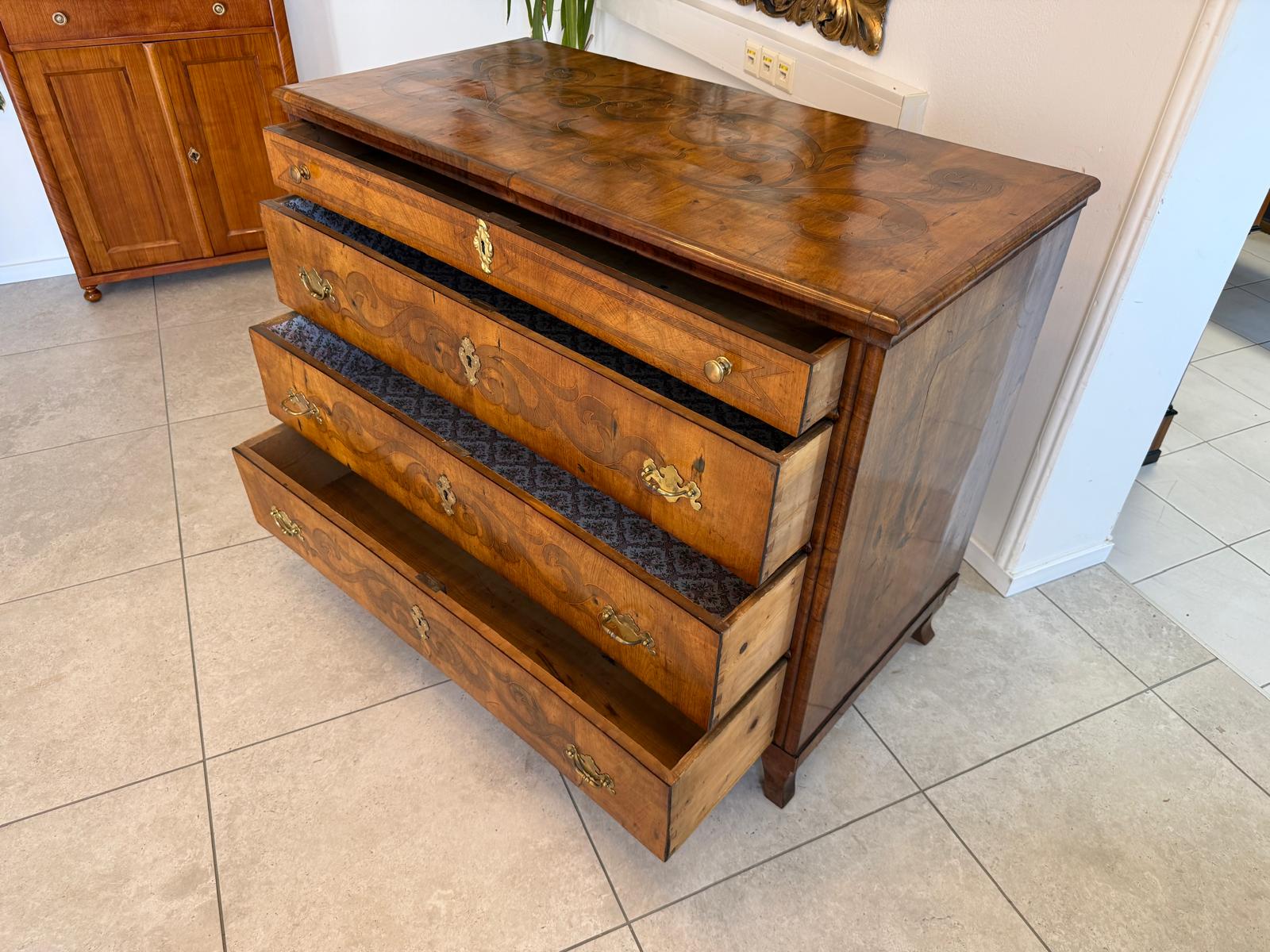 Biedermeier Kommode 3 Ladenkommode Nussholz Authentische Antiquität D1211