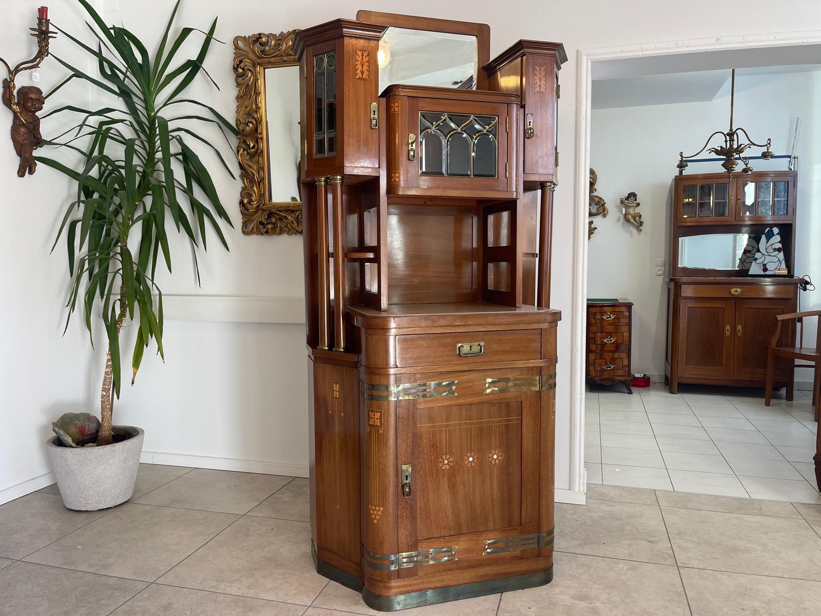 Traum Jugendstil Kredenz Bücherschrank Antiquität G1100