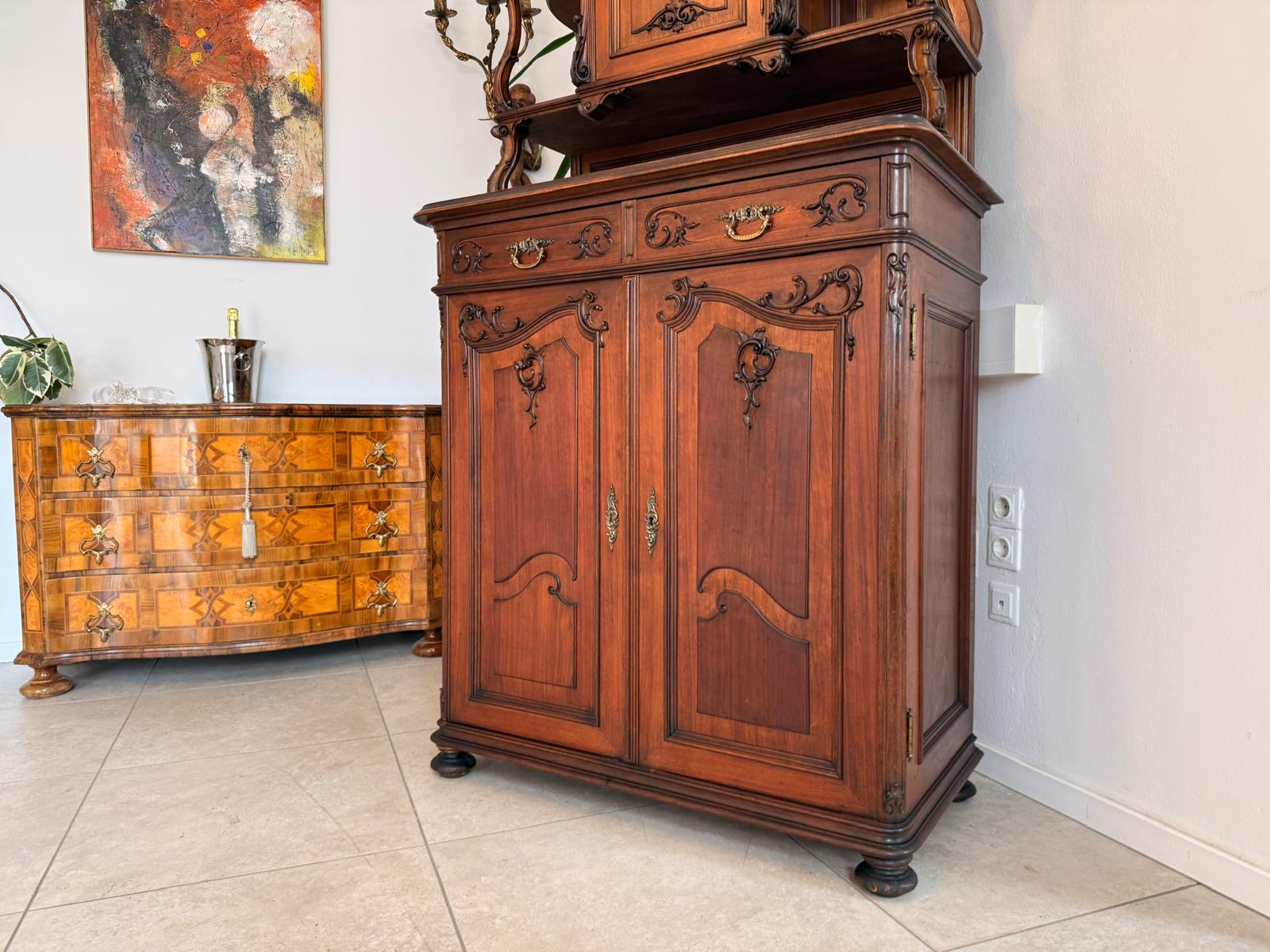 Traum Pfeiferlbarock Aufsatzbuffet Altarschrank Buffetschrank Eichenholz  D2659