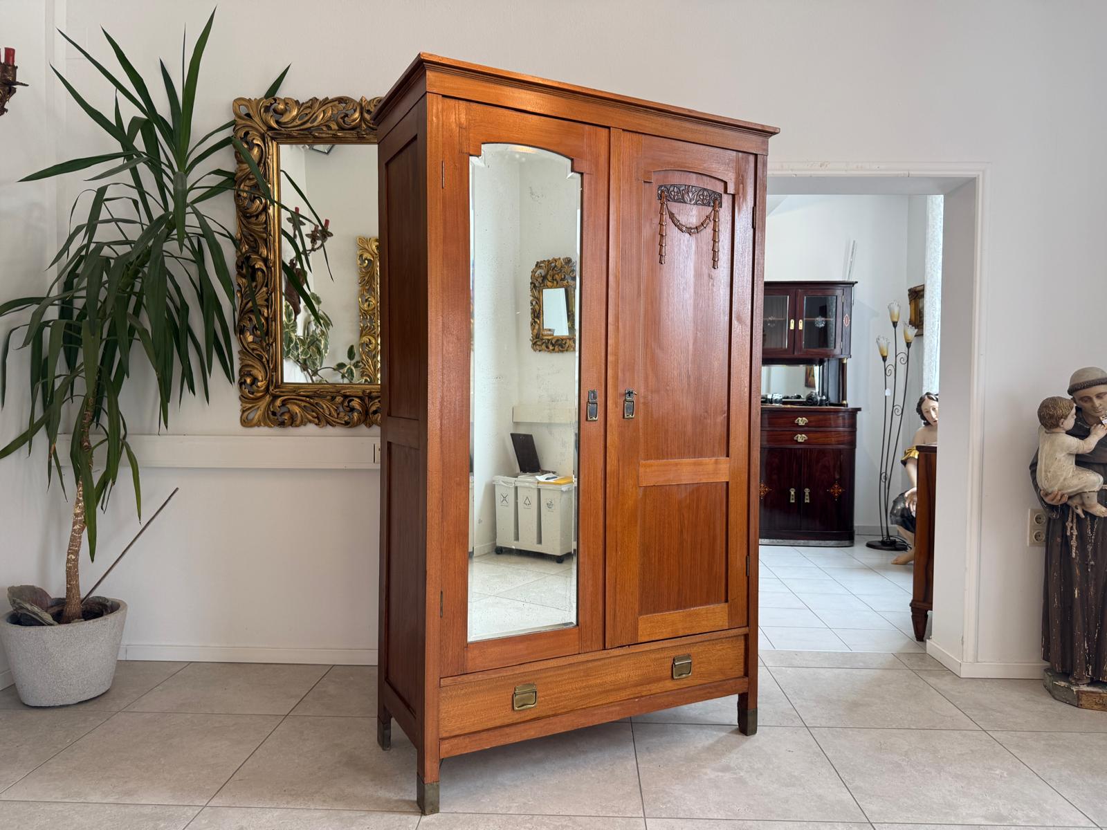 Jugendstil Schrank Kleiderschrank Spiegelschrank D2357