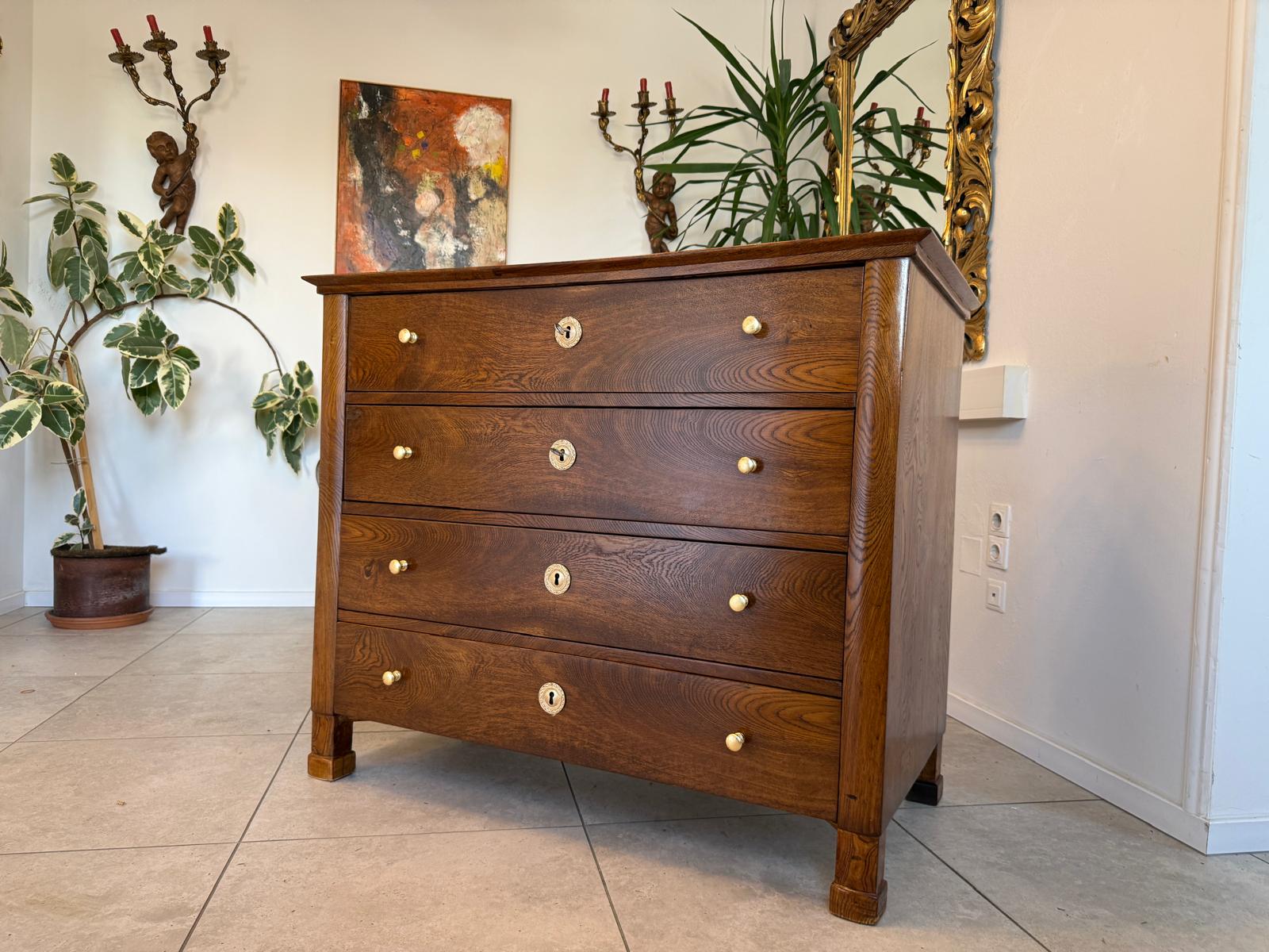 Biedermeier Schreibkommode Eichenholz Antiquität Antikmöbel Restauriert D1174
