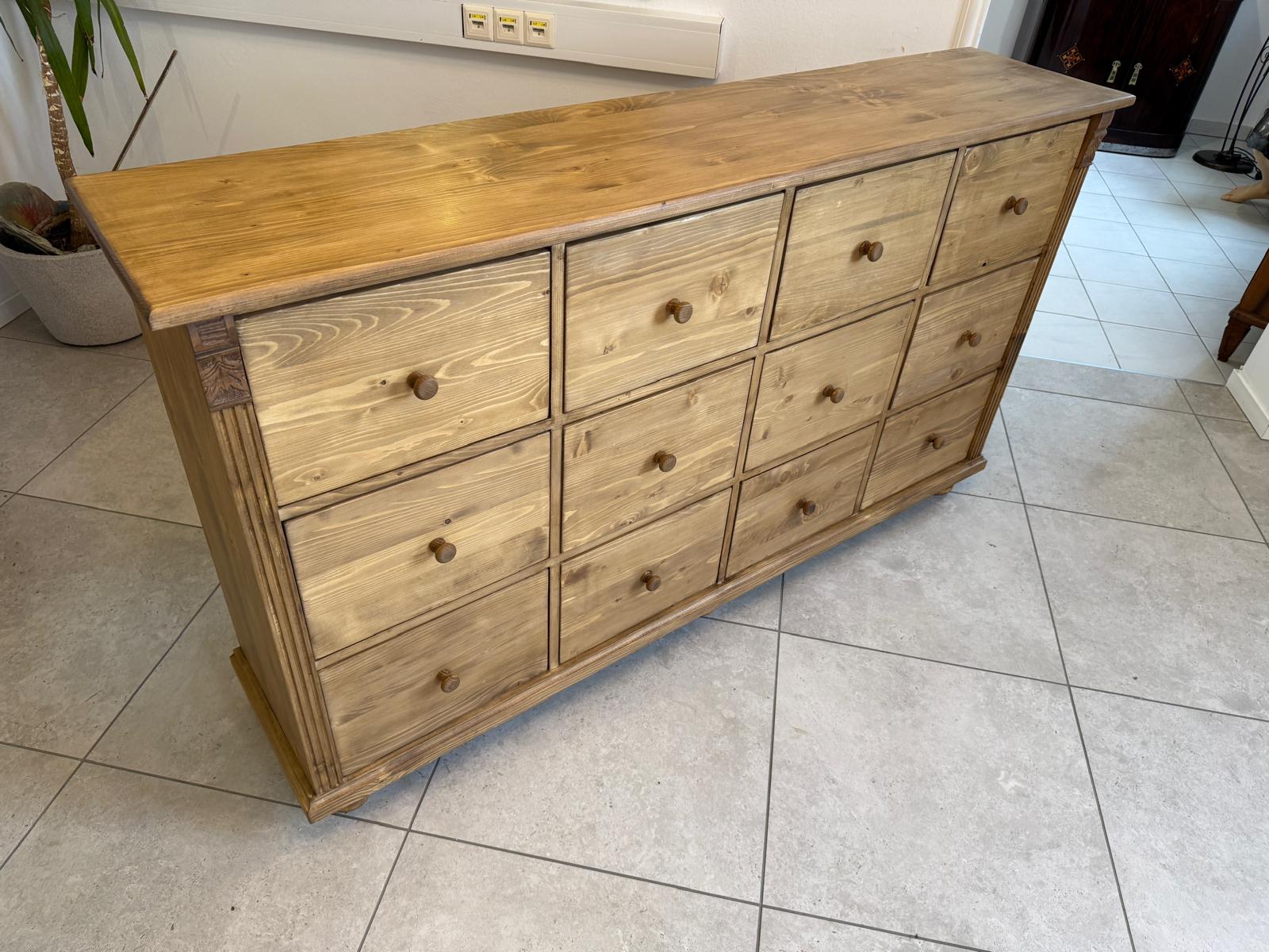 SALE Bäuerliche 12 Laden Kommode Anrichte Sideboard Weichholz D2312