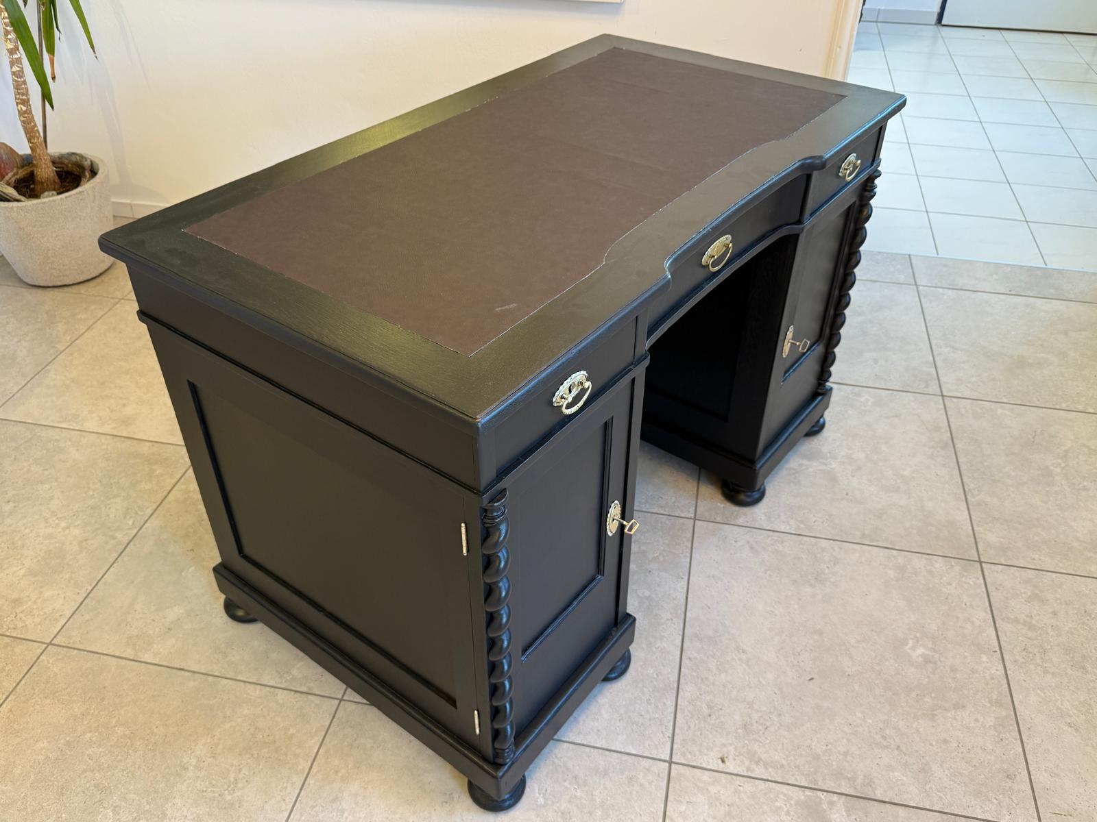 Restaurierter Jugendstil Schreibtisch Sekretär Freisteher Originalstück G2275