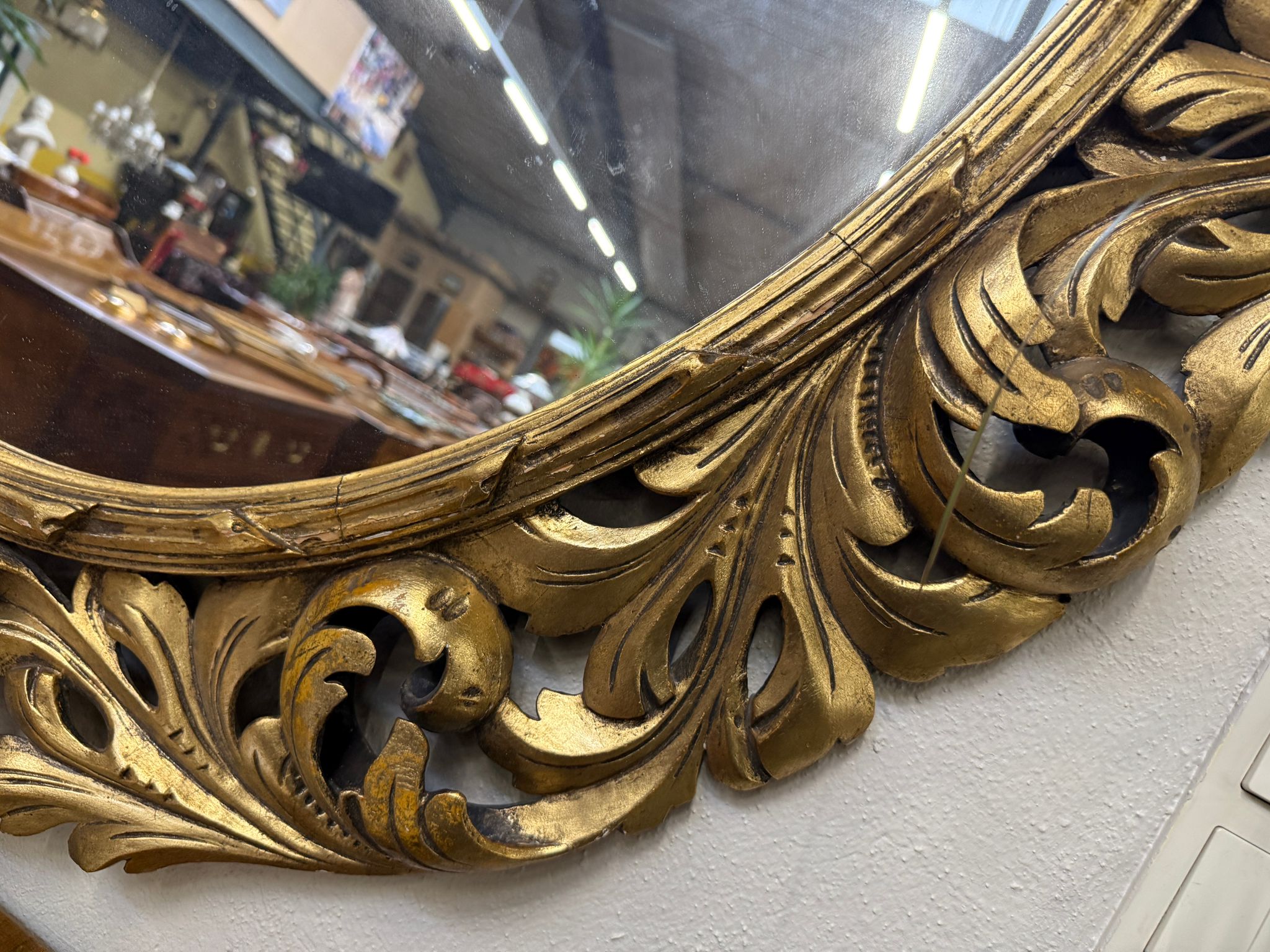 Sale Ovaler Florentiner Spiegel Barockspiegel Akanthusblattschnitzkunst Altvergoldet D1109