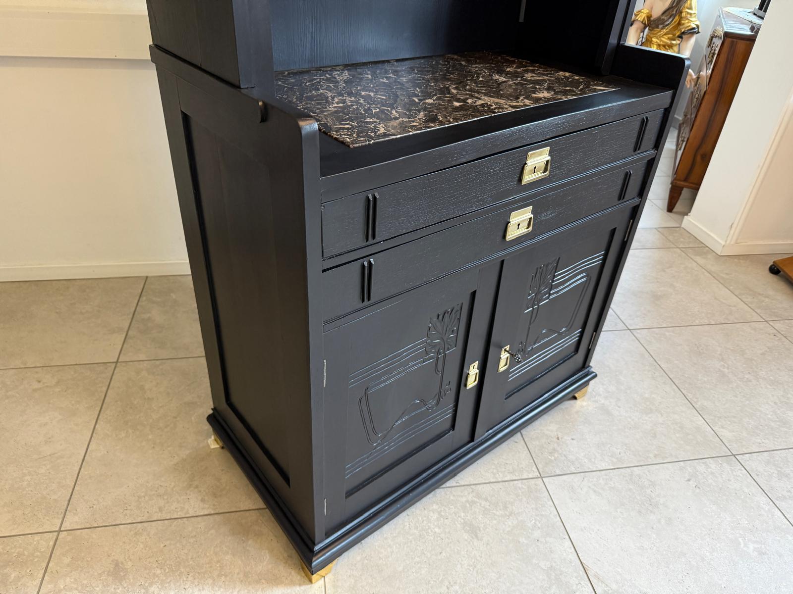 Restauriertes Jugendstil Aufsatzbuffet Bücherschrank G2095