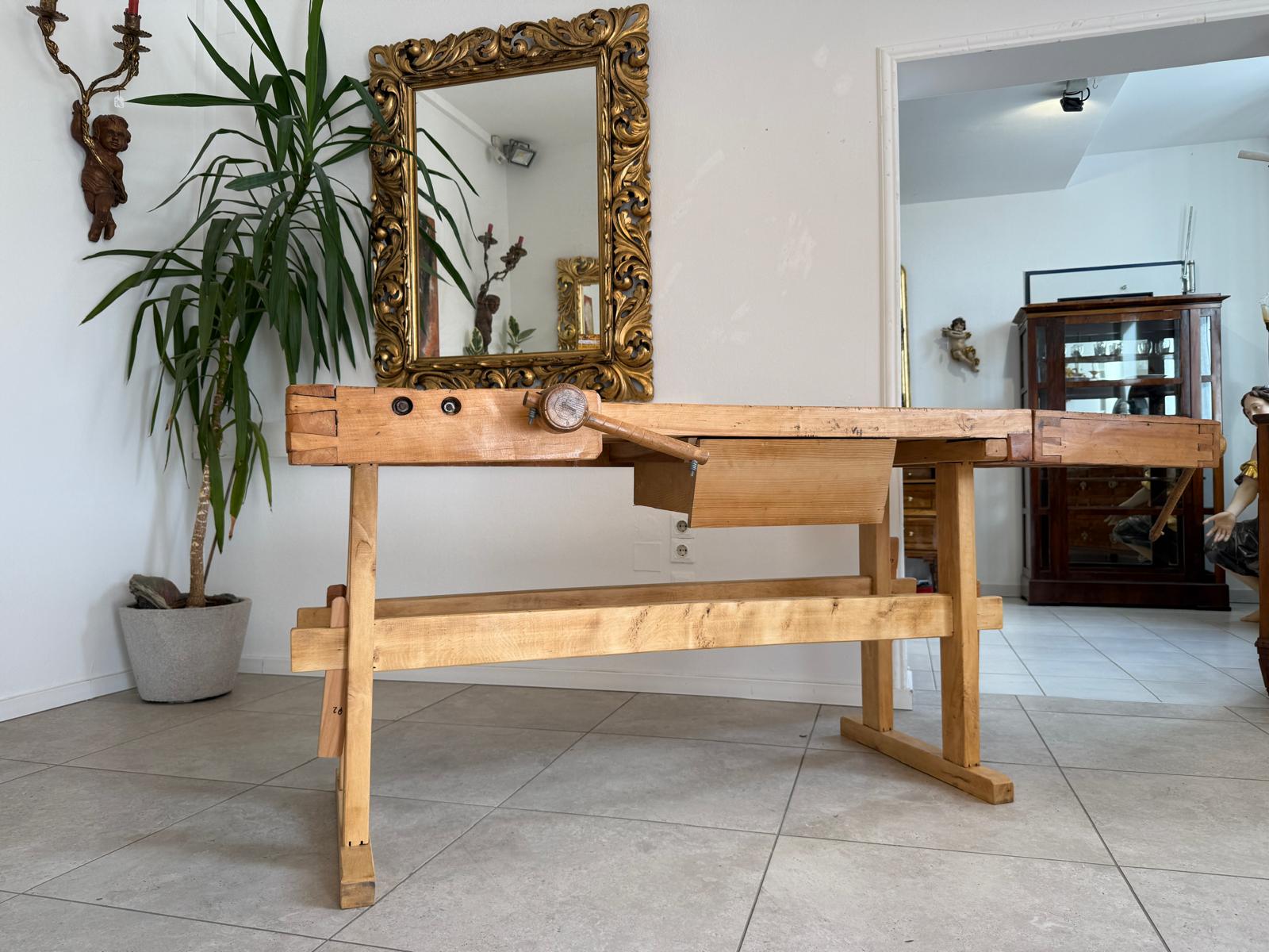 urige massive funktionstüchtige Hobelbank, Werkbank, Küchentisch G2172