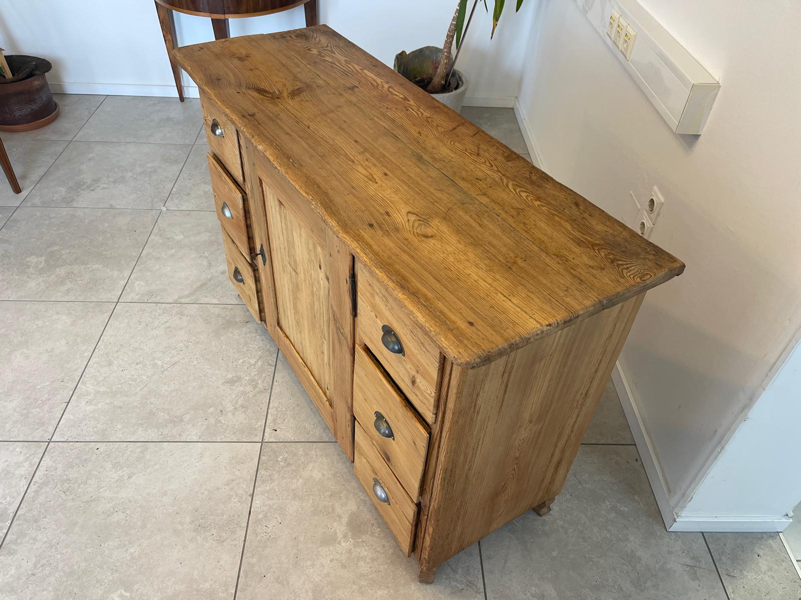Bäuerliche Anrichte Sideboard Kommode Naturholz E1017