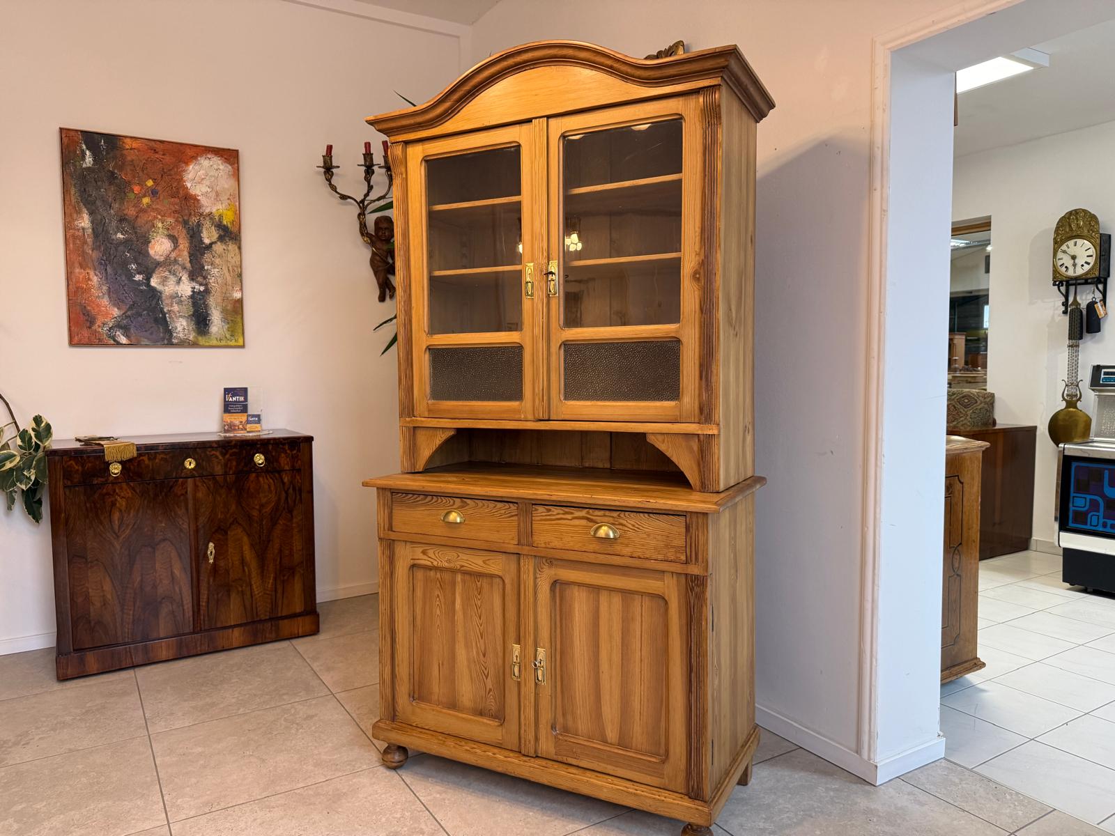 Jugendstil Küchenschrank Naturholz Fichtenholz Turmkredenz Antik Weichholz D1118