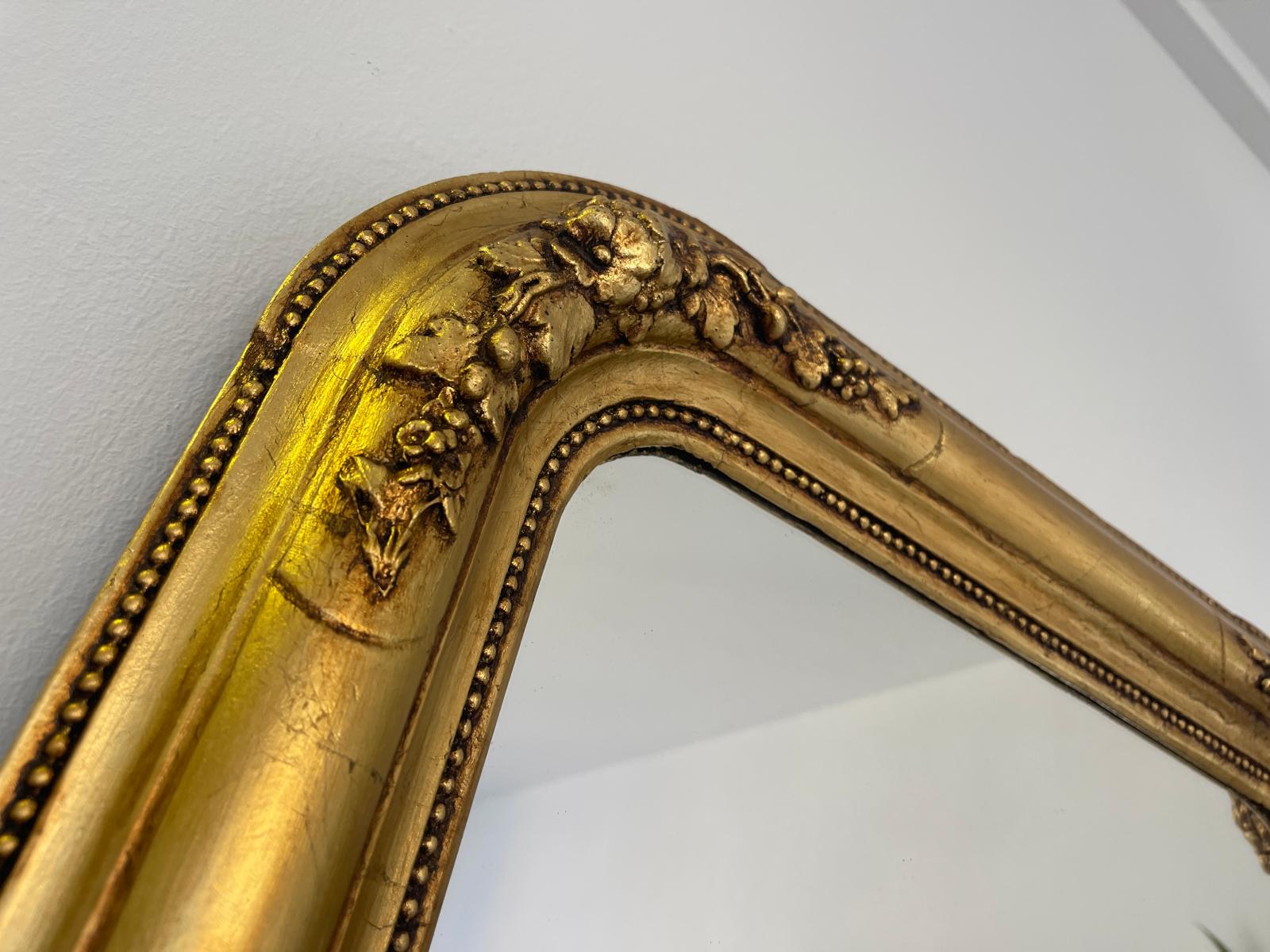 Originaler vergoldeter Biedermeier Spiegel Holzspiegel Rosenspiegel E1010