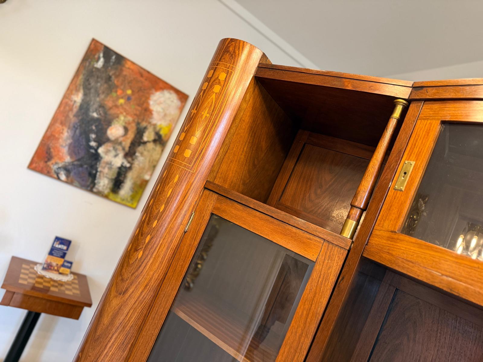 Jugendstil Bücherschrank Kasten Antik Vitrinenschrank D2277