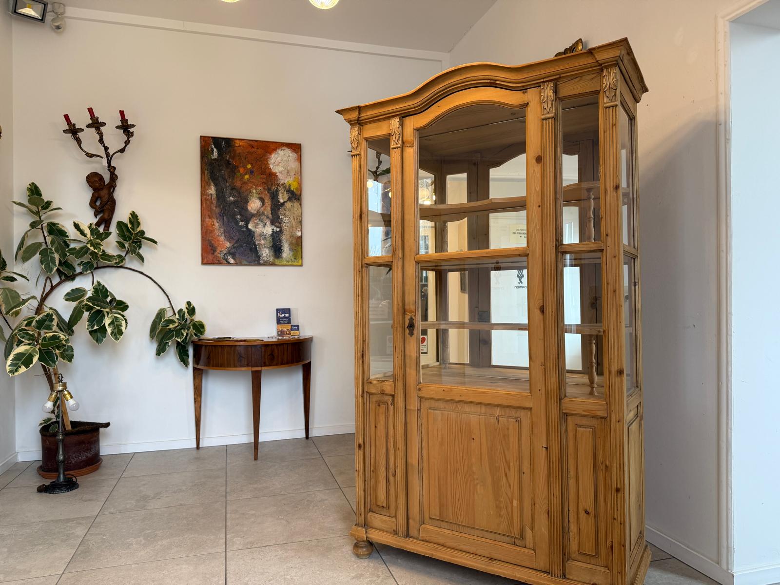 Bäuerliche Gründerzeit Vitrine Bauernvitrine Bauernschrank Naturholz G2340