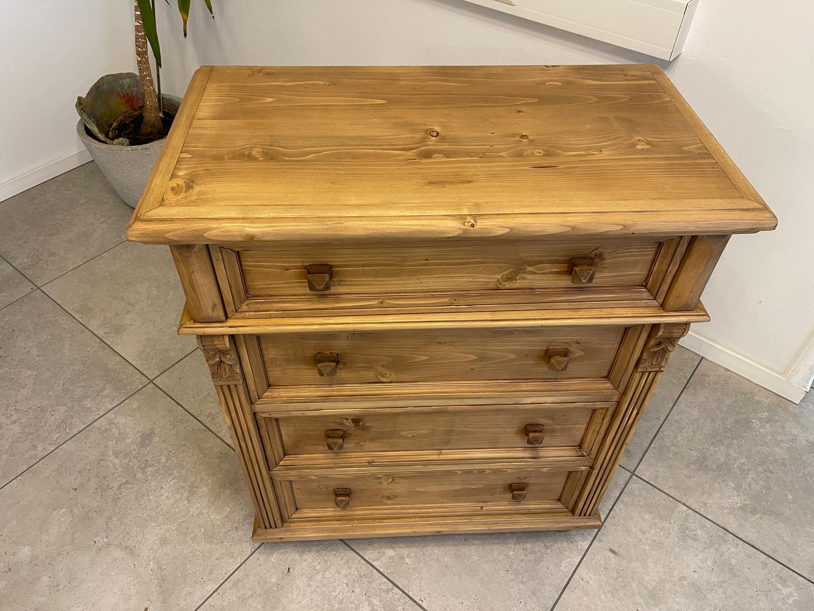 Bäuerliche 4 Ladenkommode Ladenschrank aus Vollholz im Gründerzeit-Stil G1056