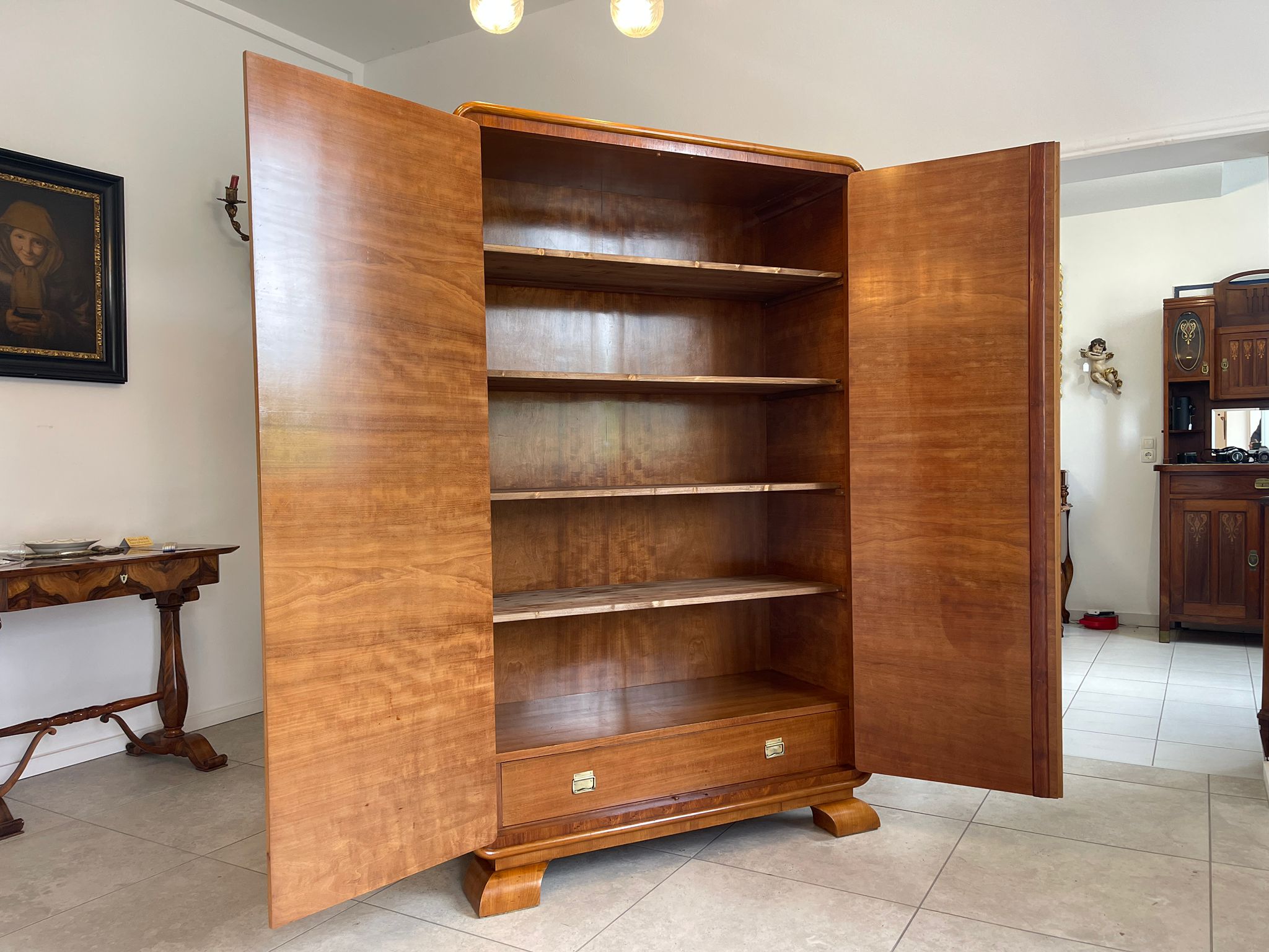Restaurierte Art Deco Vitrine Glasschrank Bücherschrank Antiquität Antik Möbel G1628