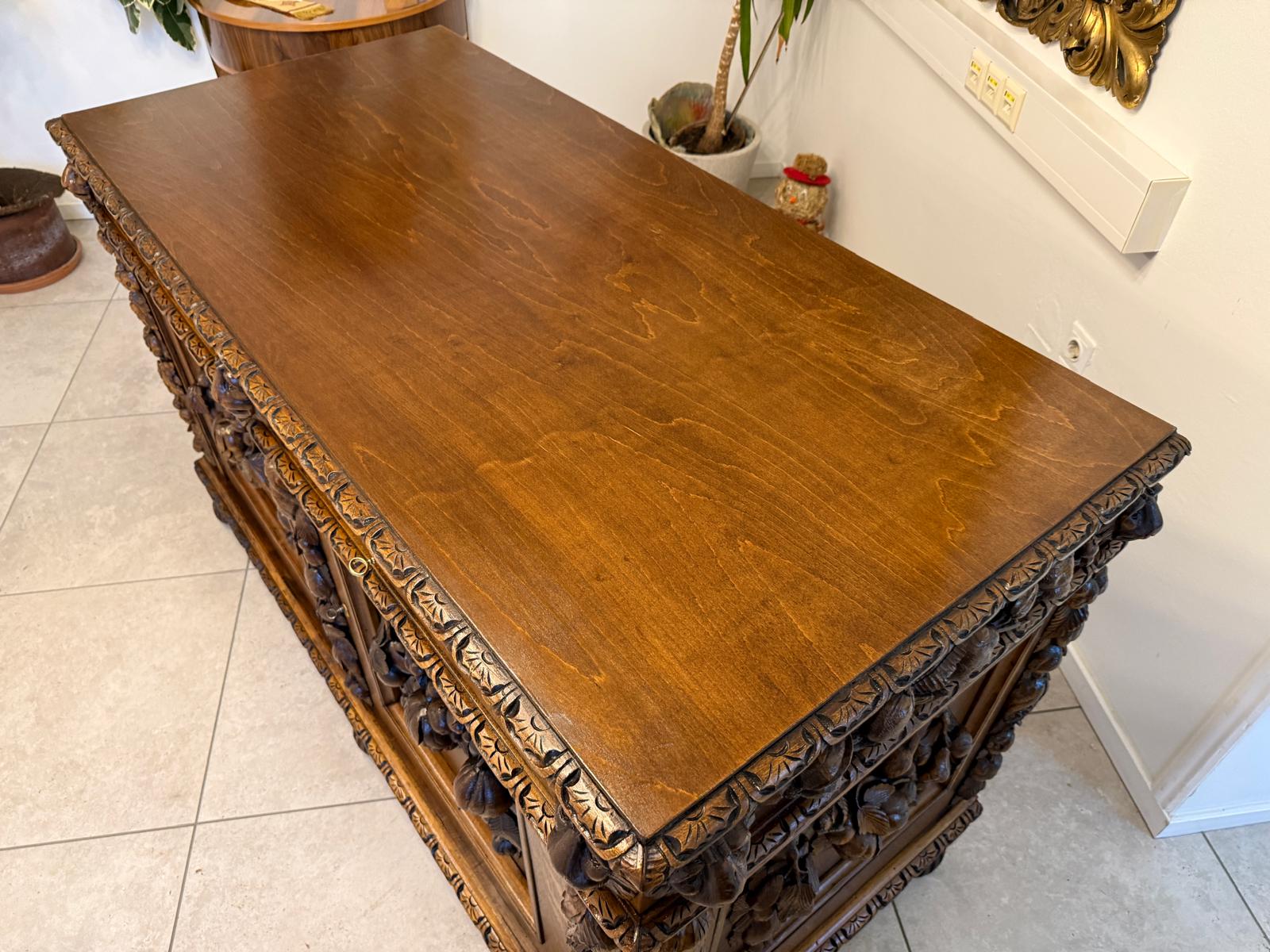 Restaurierte Gründerzeit Anrichte Vertiko Halbschrank Obstmotive G2397