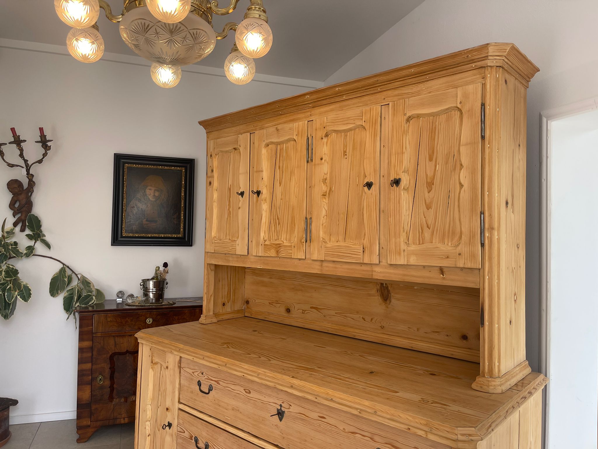 b1763591-eaef-4958-802c-a7690621c40a Original Biedermeier Küchenschrank Aufsatzschrank A4543