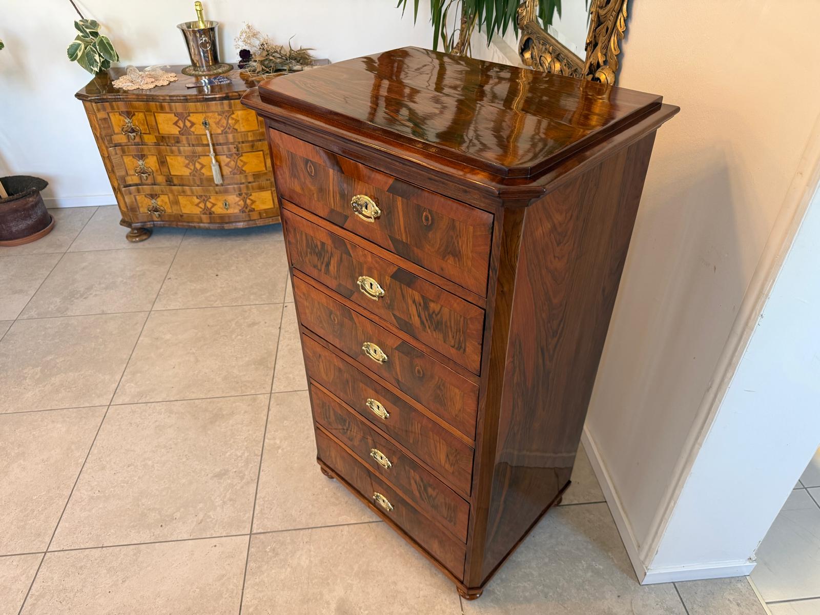 Biedermeier Wochenkommode Nussholz Restauriert Antiquität D2684