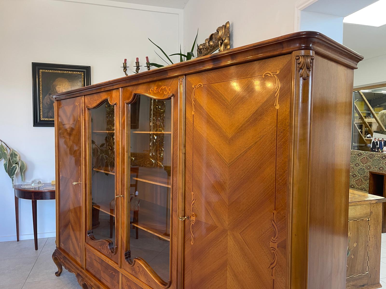 Bücherschrank Barock Barockstil Vitrine Glasschrank Wohnzimmerschrank A5151