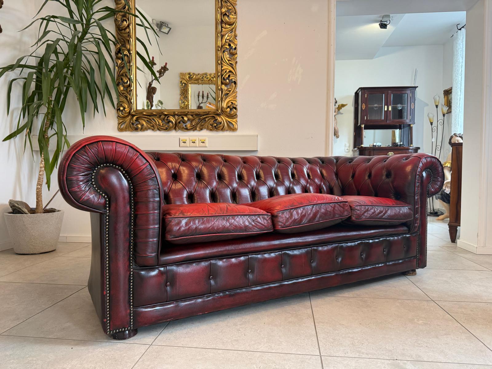 Chesterfield 3er Clubsofa Diwan Couch Oxblood Kultmöbel D2304