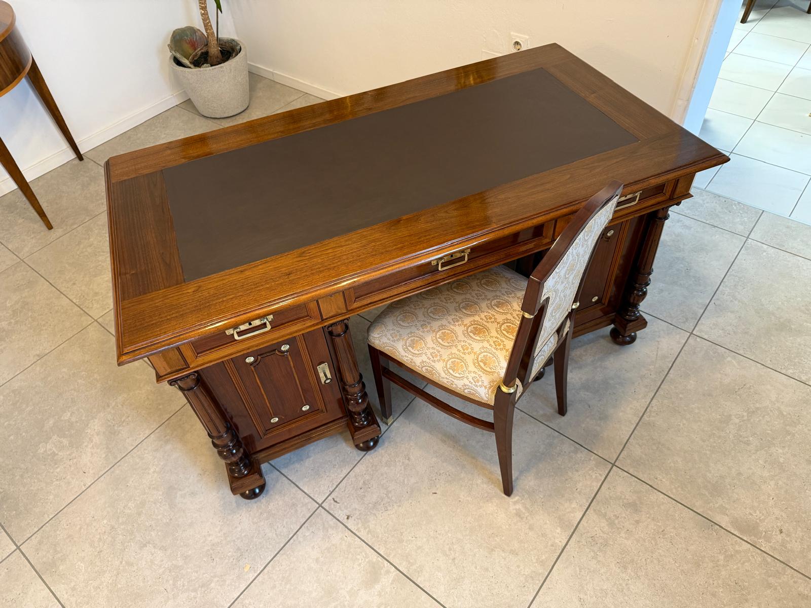 Restaurierter Original Gründerzeit Säulen Schreibtisch Sekretär Eichenholz G2240