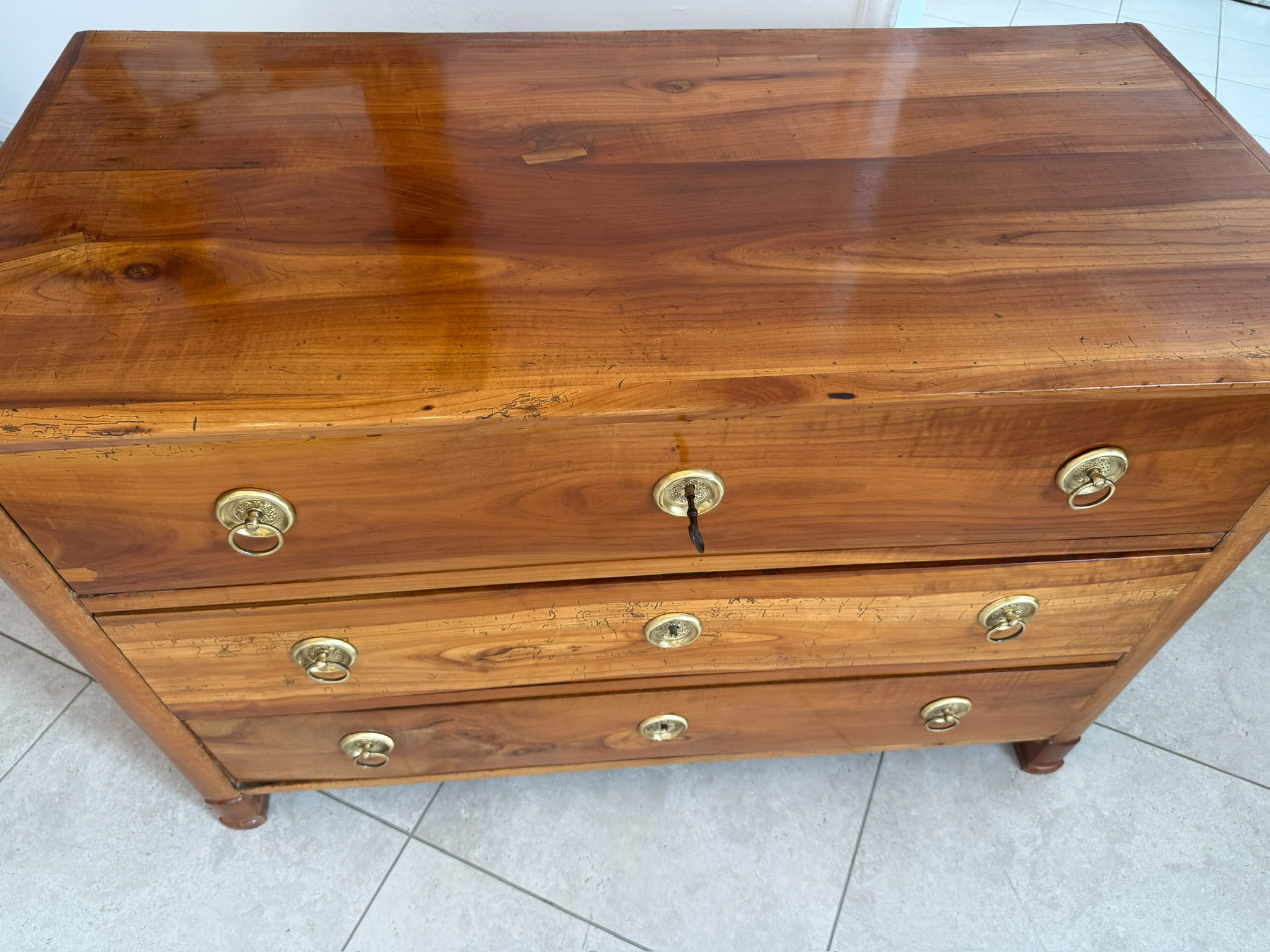 Alt Restaurierte Biedermeier Kommode Kirschholz Antiquität D2787