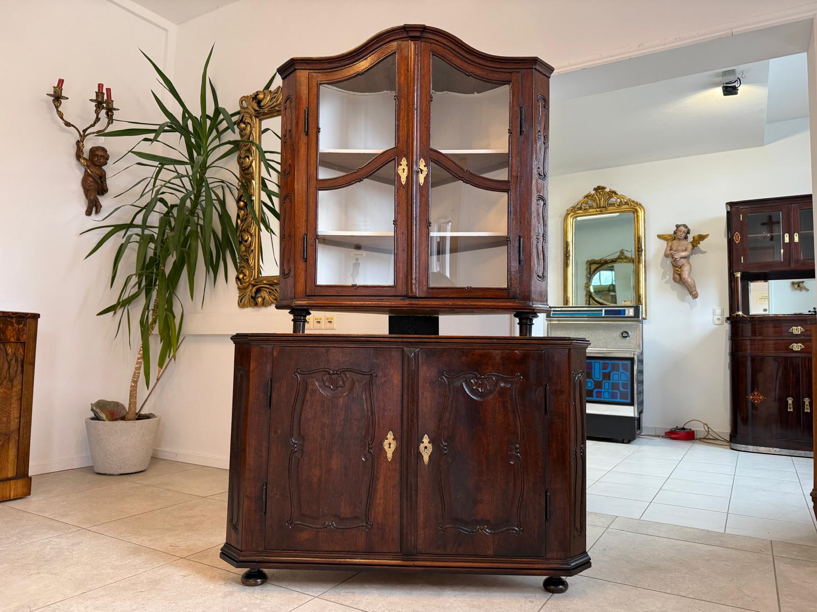 Originale Eckanrichte Eckvitrine Eckmöbel Barock Antiquität D1141