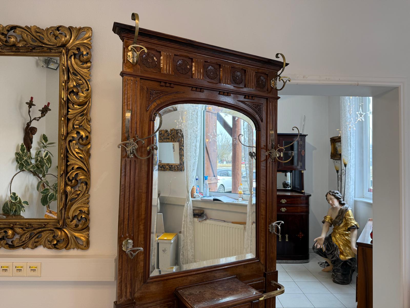 Geräumige Jugendstil Jugendstil Garderobe Kleiderablage Antiquität D1031