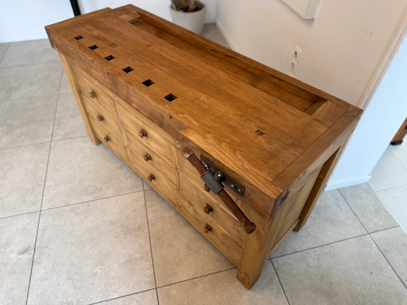 Hobelbank,Werkbank Ladentisch Antik Massivholz D2275