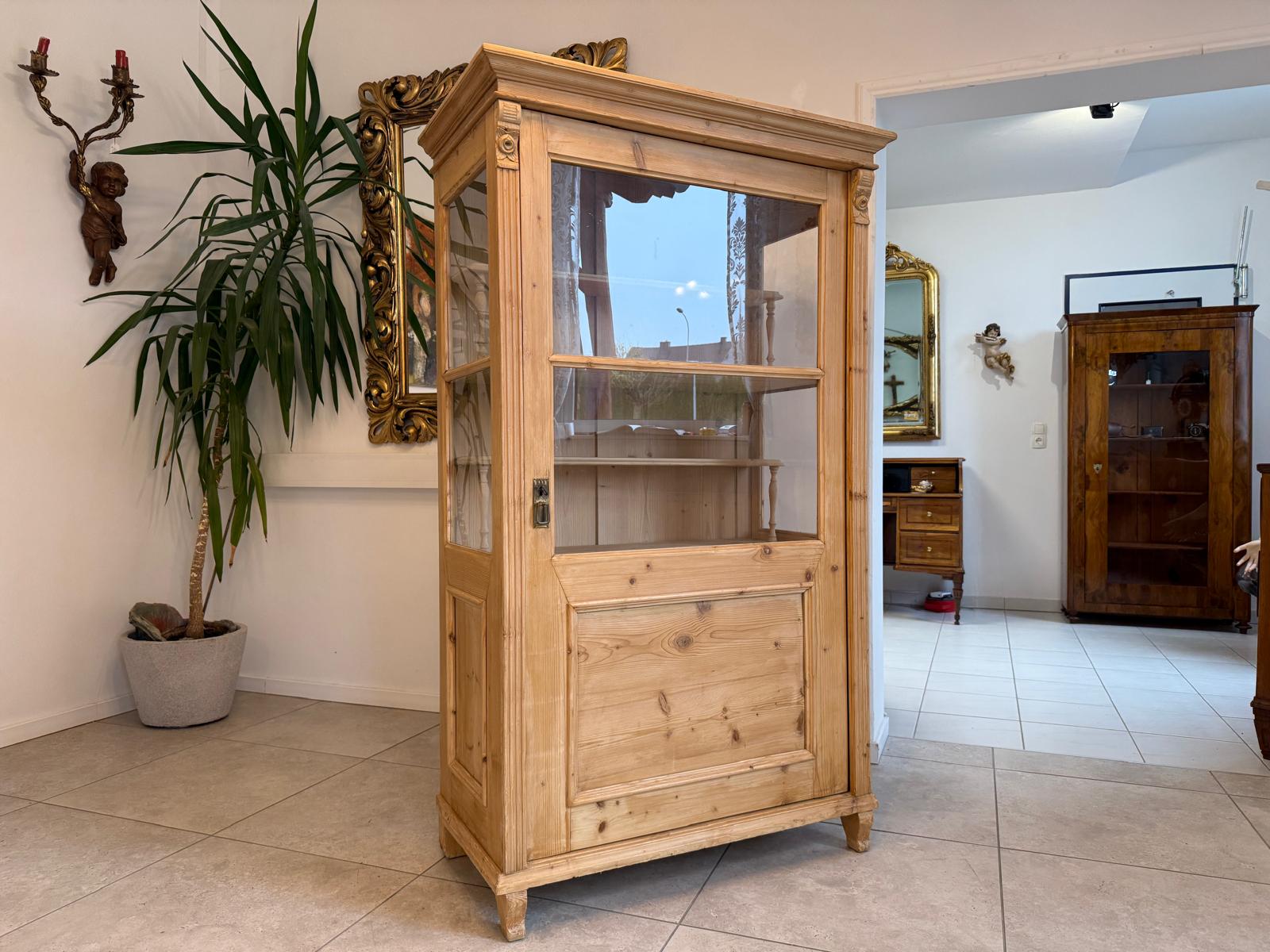 Bäuerliche Gründerzeit Vitrine Bauernvitrine Bauernschrank Naturholz G2215