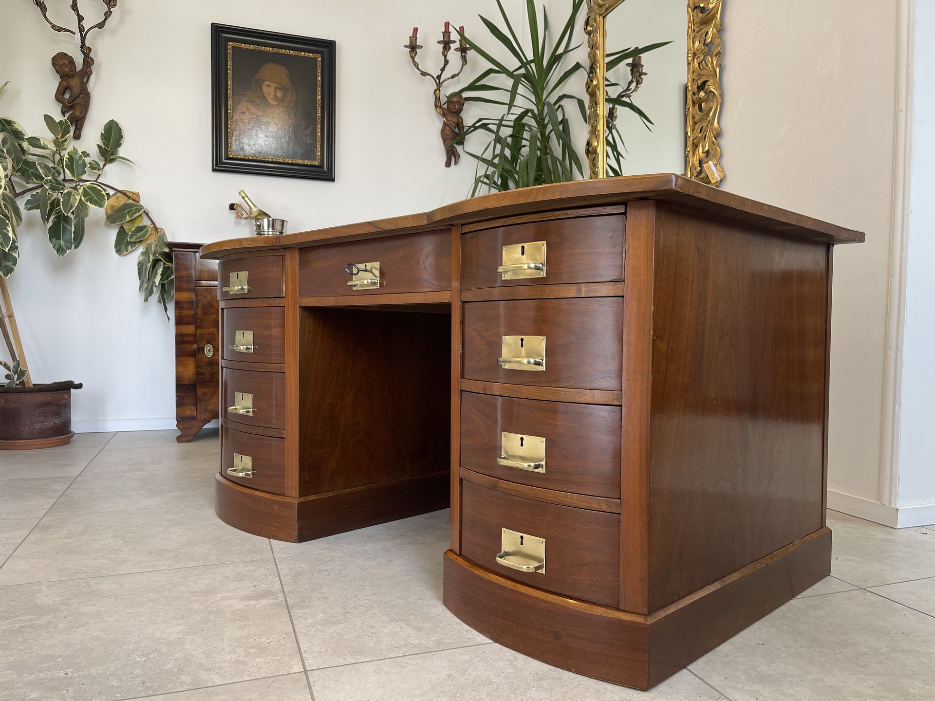 biedermeier_164_1 Jugendstil Schreibtisch Sekretär Freisteher Originalstück A4290