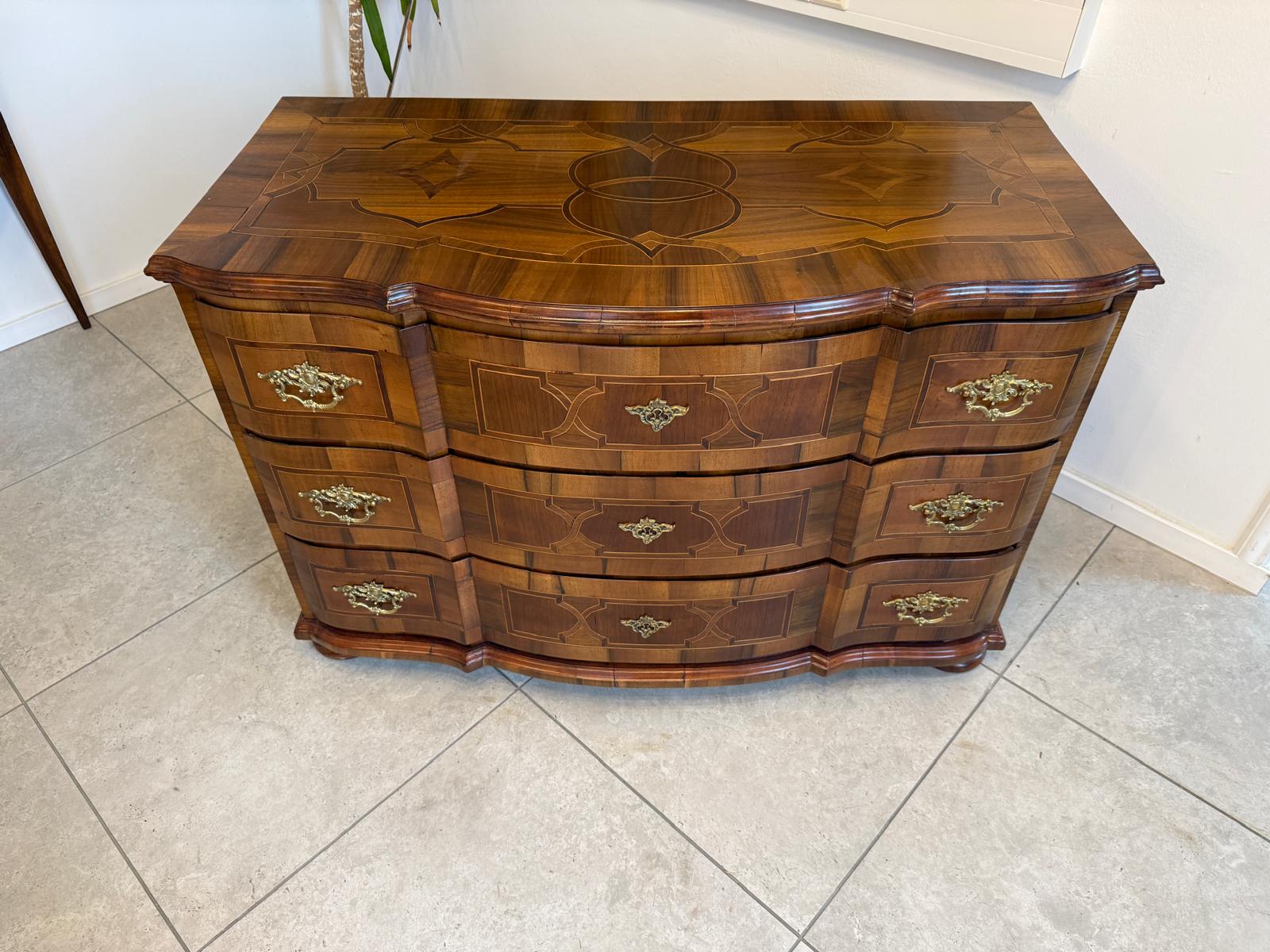 Authentische Barock Kommode Obstholz Marketerien Antiquität Nussholz  G2370