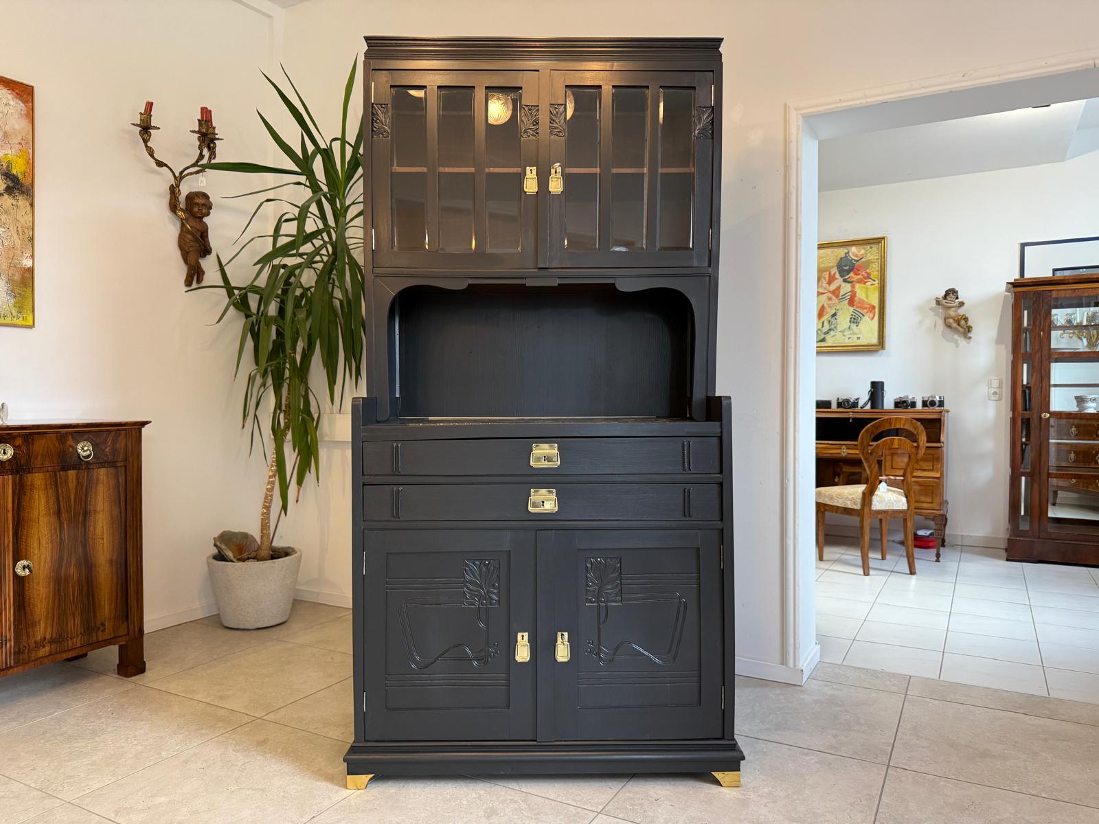 Restauriertes Jugendstil Aufsatzbuffet Bücherschrank G2095