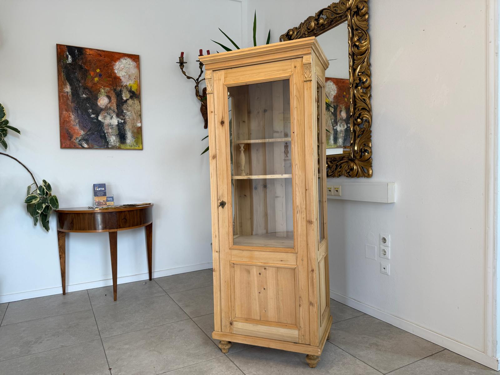 Bäuerliche Vitrine Bauernvitrine Bauernschrank Naturholz Vitrine G2147