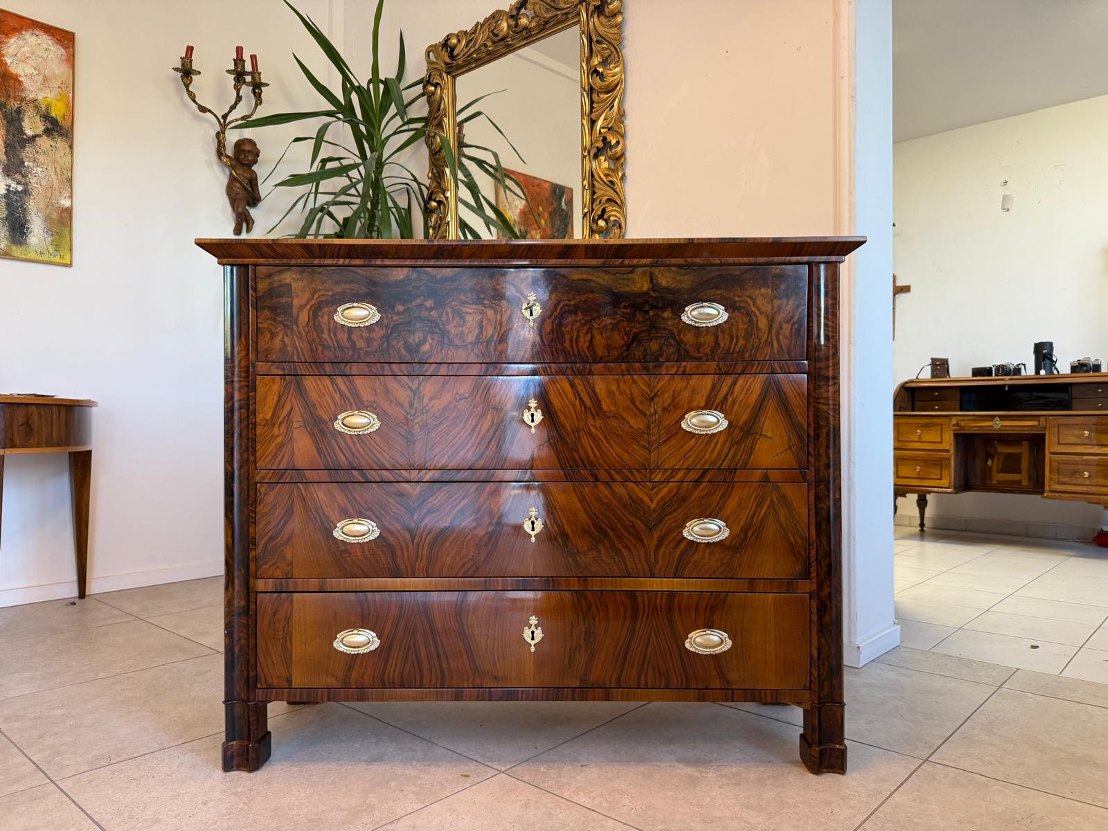 SALE Restaurierte Biedermeier Schreibkommode Nussholz Antiquität Antikmöbel G2159