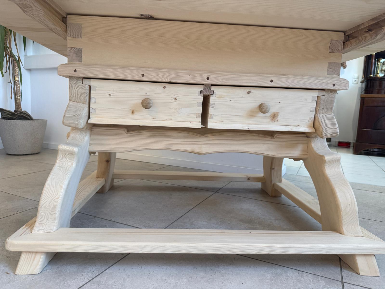 massiver Jogltisch Bauerntisch Naturholz Fichte Hüttentisch 150x120 E1431 Kopie