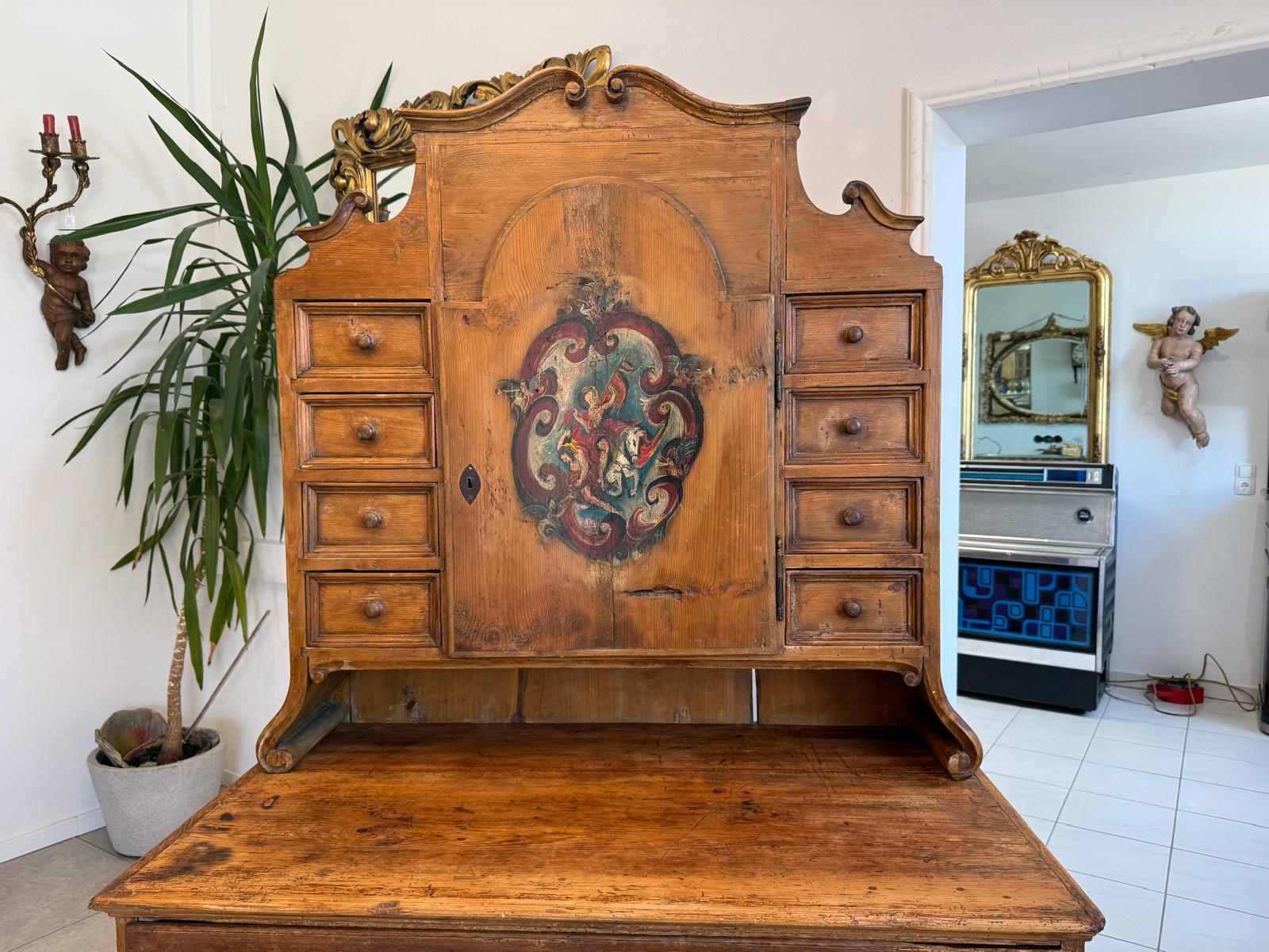 Bäuerlicher Bücherschrank Vitrine Bauernvitrine Bauernschrank Naturholz D2323