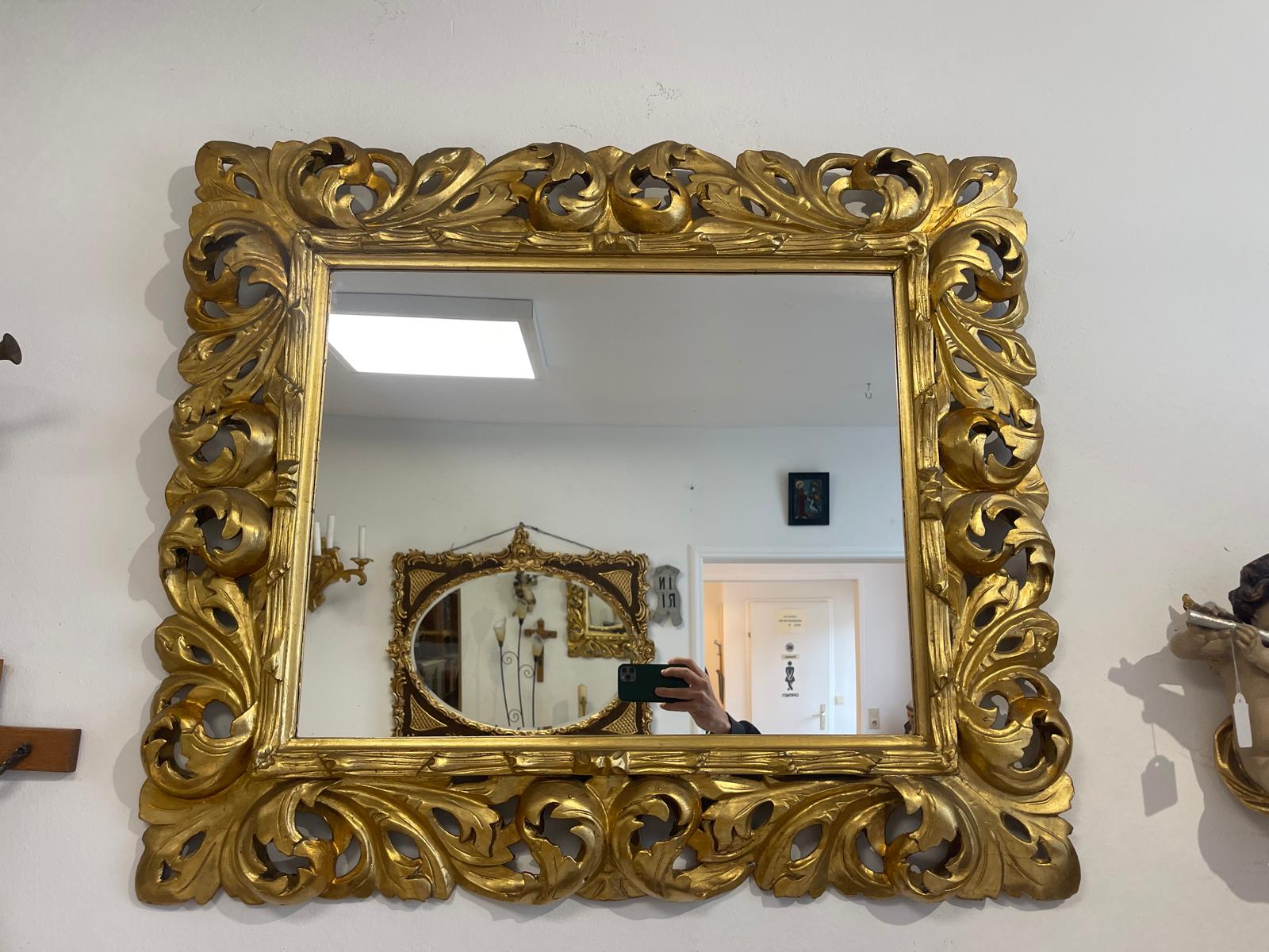 SALE Florentiner Spiegel Akanthusblattschnitzkunst Holzschnitzerei Golden G1526
