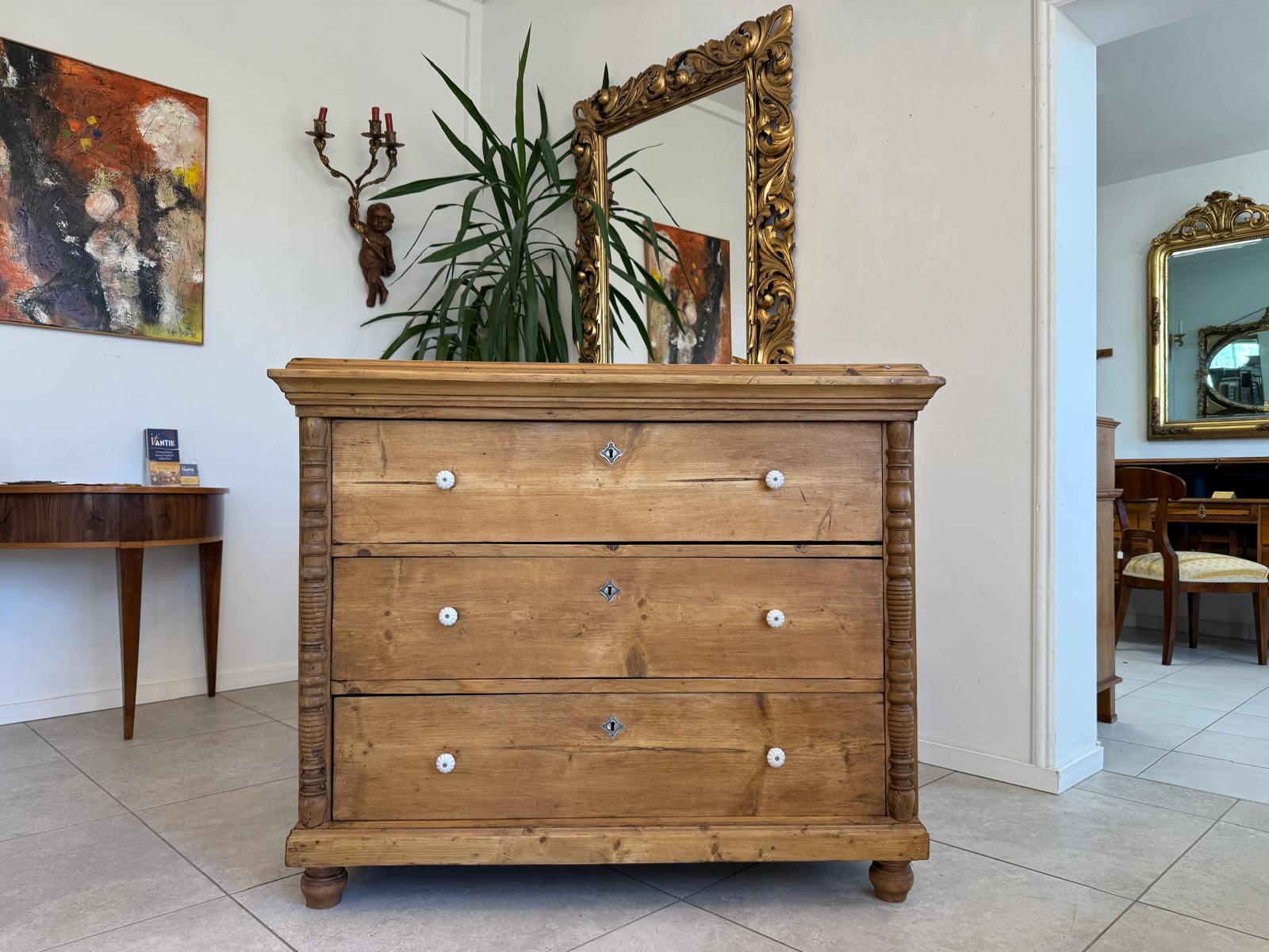Originale Gründerzeit Kommode Antik 3 Laden aus Fichtenholz Weichholz G2282