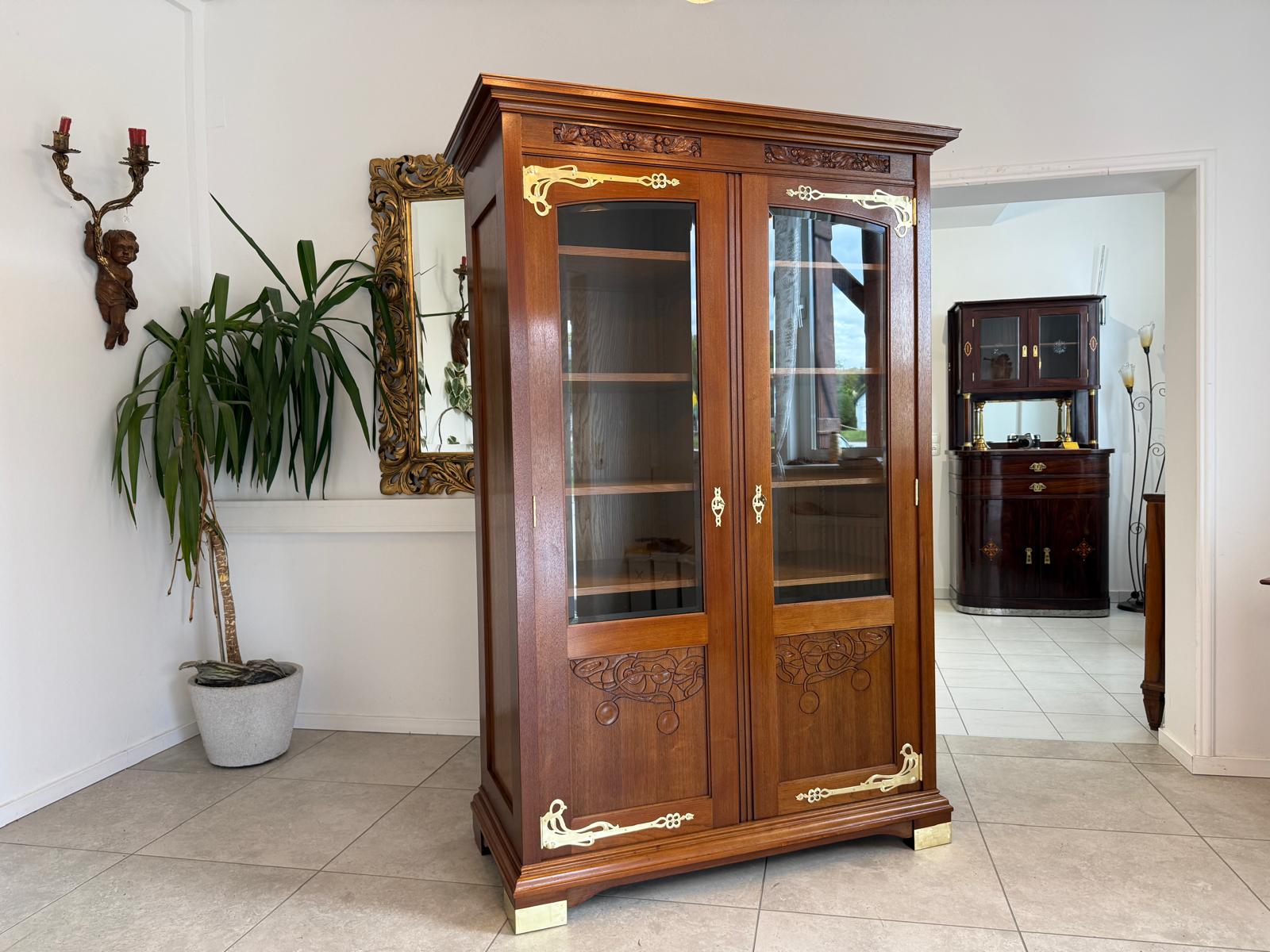 Jugendstil Vitrine Glasschrank Bücherschrank Bibliothekschrank Antiquität D2866