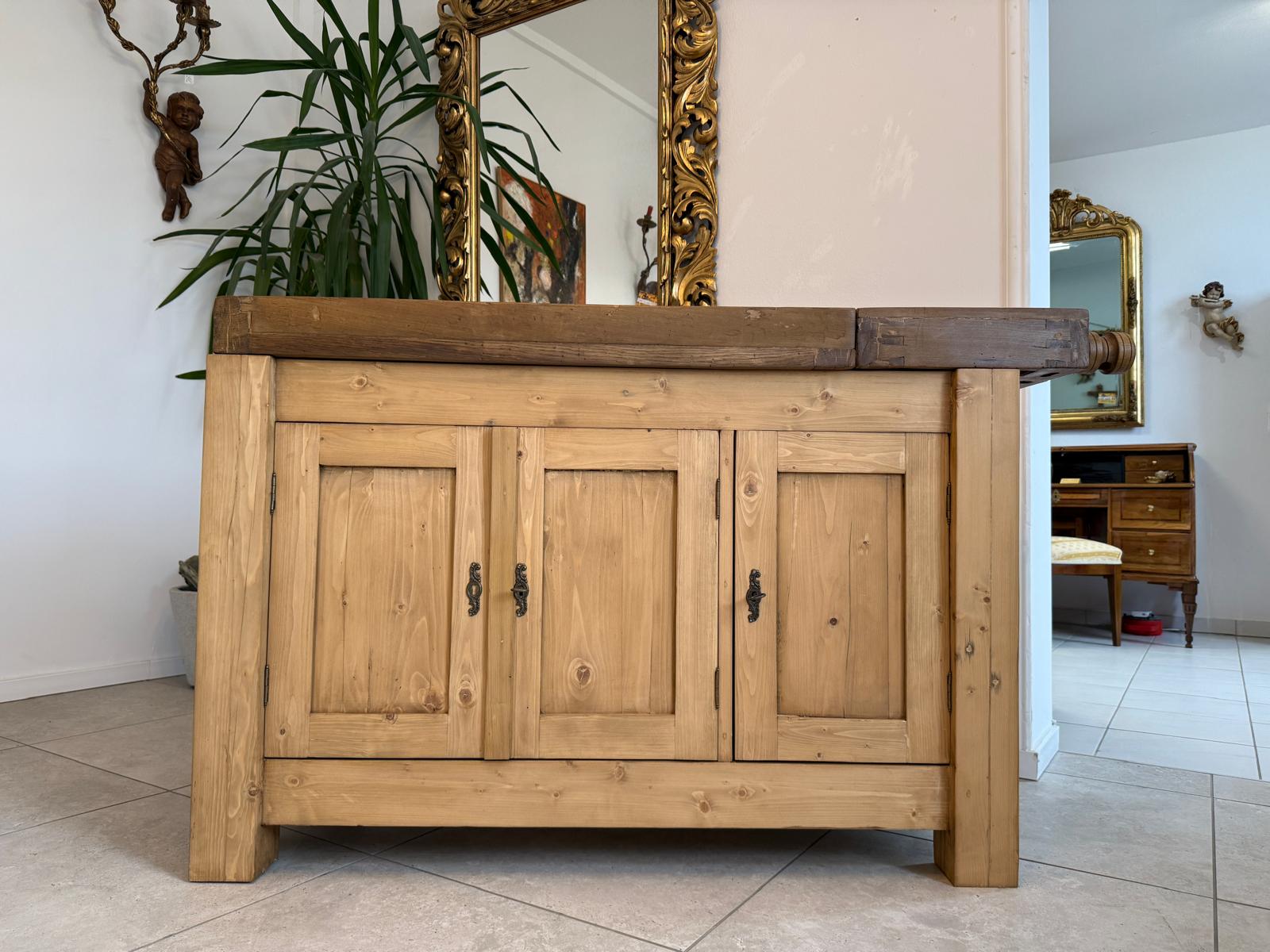 Urige Hobelbank Werkbank Pult Tresen Ladenschrank Antik G2253