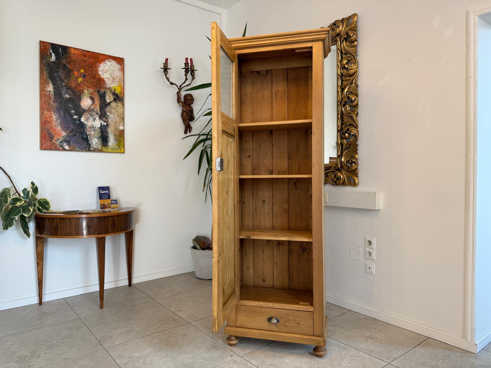 Bäuerlicher 1 türiger Bauernschrank Jugendstil Naturholzschrank Antik G2199