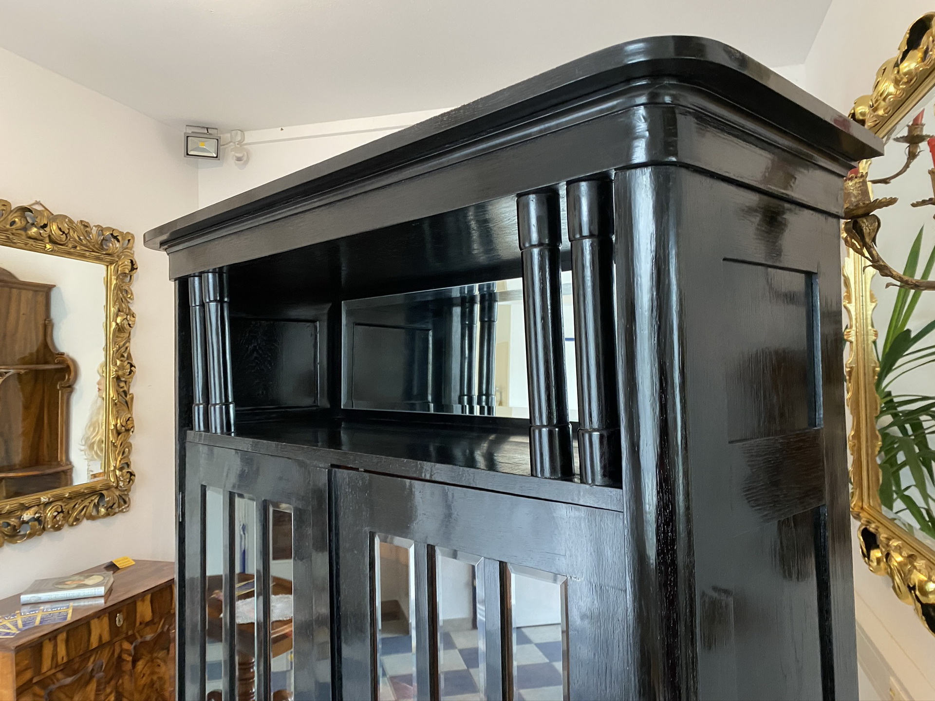 Jugendstil Vitrine Glasschrank Bücherschrank Bibliothekschrank D2587