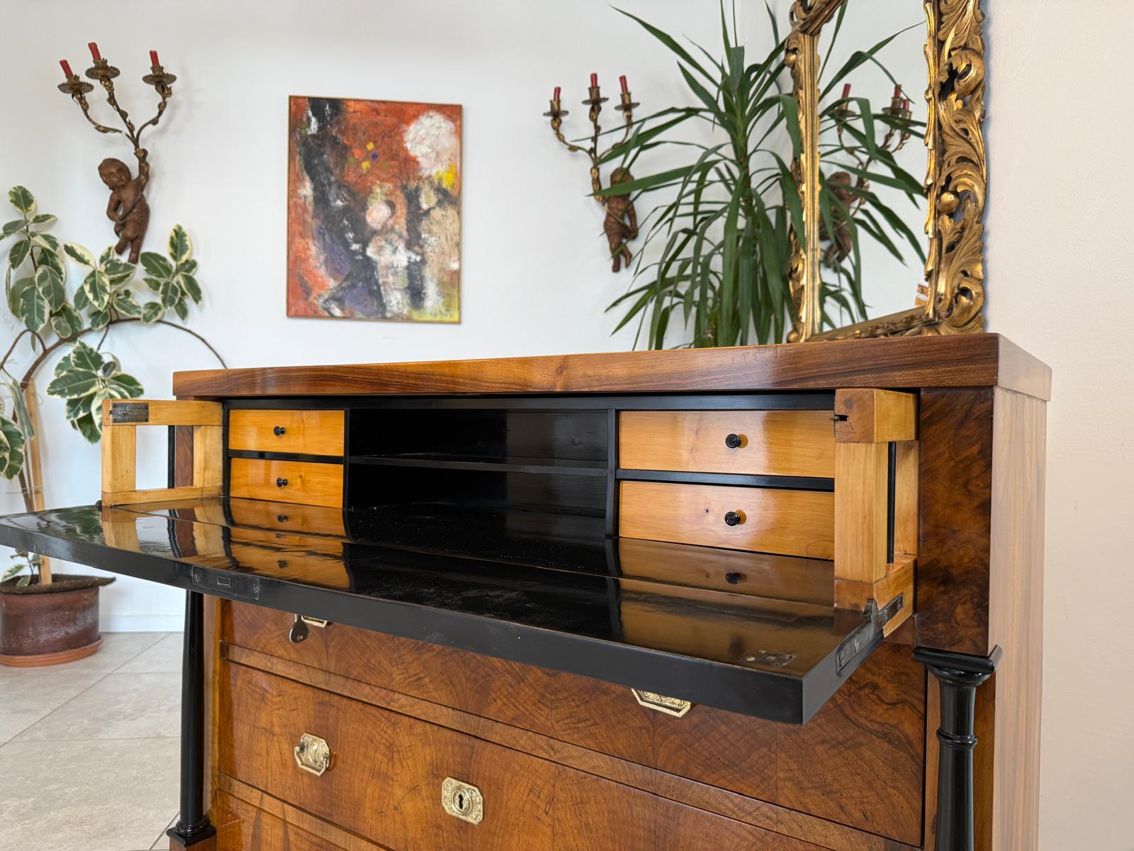 Sale Restaurierte Biedermeier Schreibkommode Nussholz Antiquität D1192