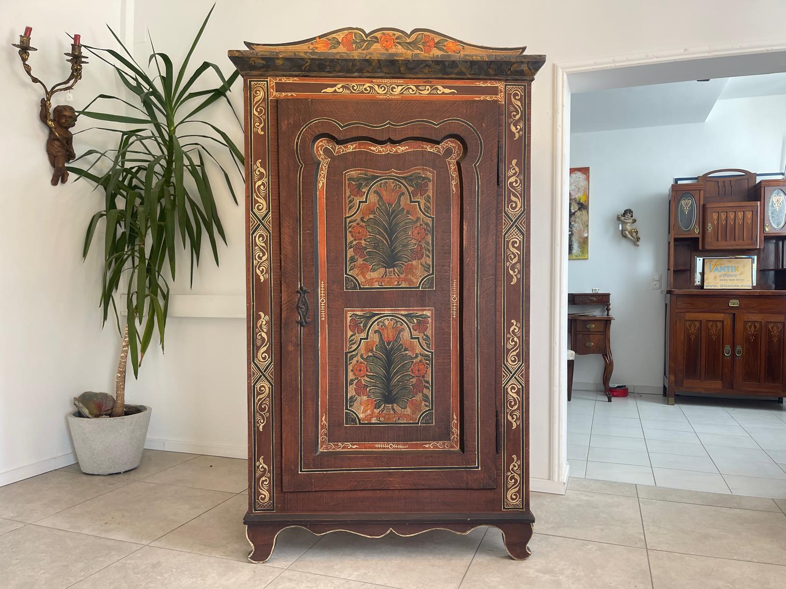 Antikes Handbemalter Bauernschrank Kasten Bauernkasten G1363