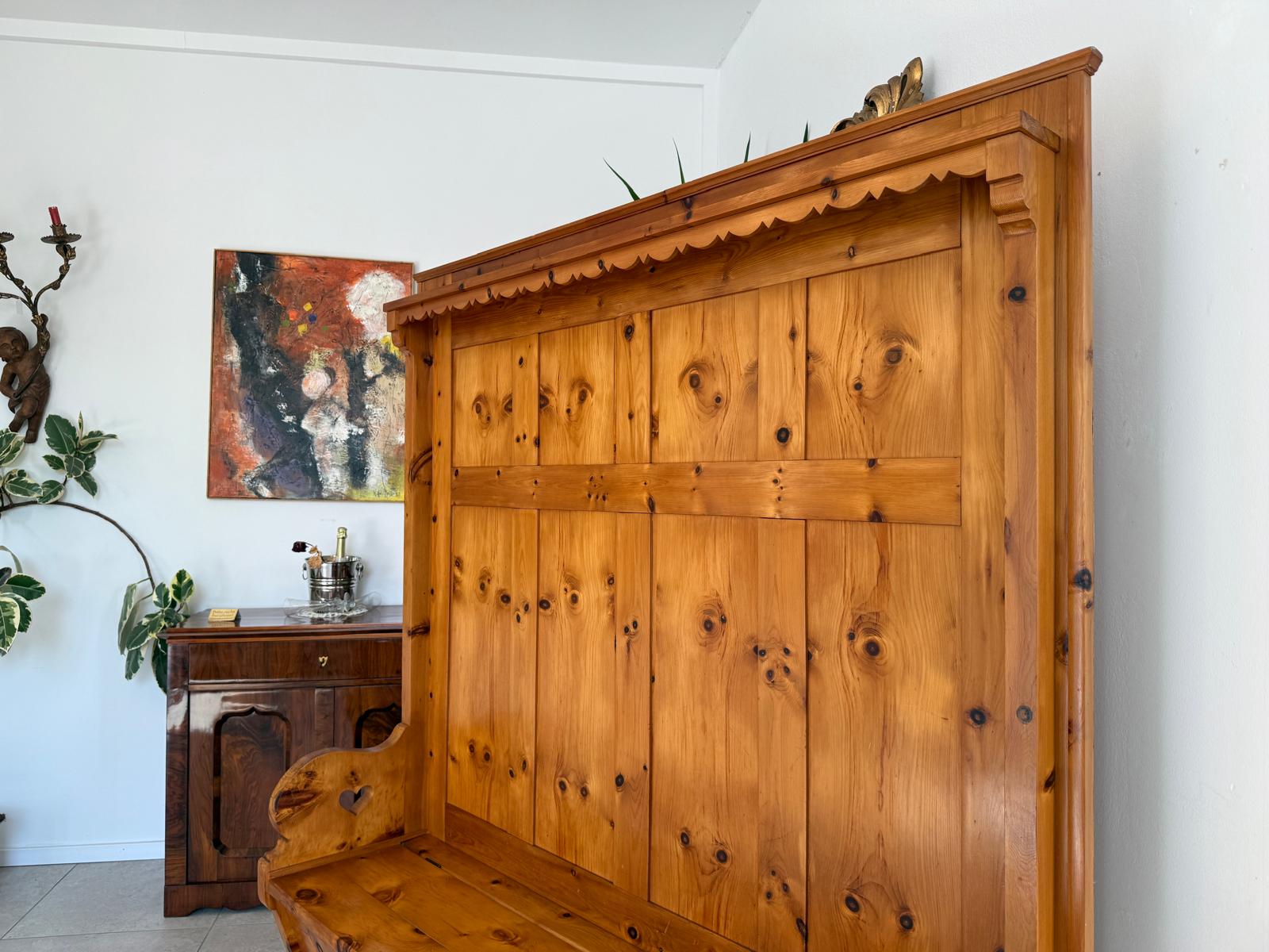 Provinzielle Bäuerliche  Truhenbank Landhausbank Bankerl Zirbenholz G1857